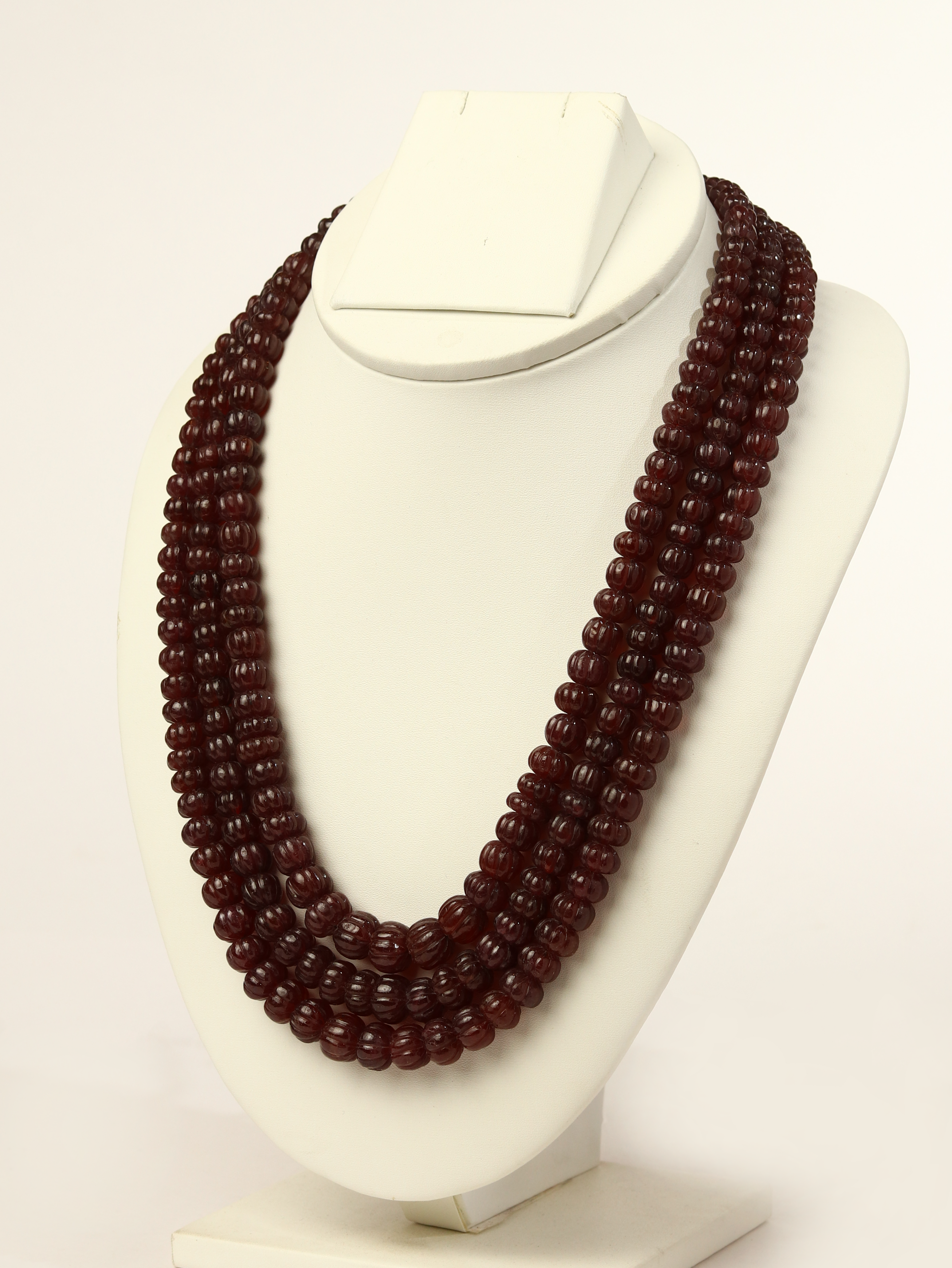 Pumpkin Ruby-Faceted Bead Necklace