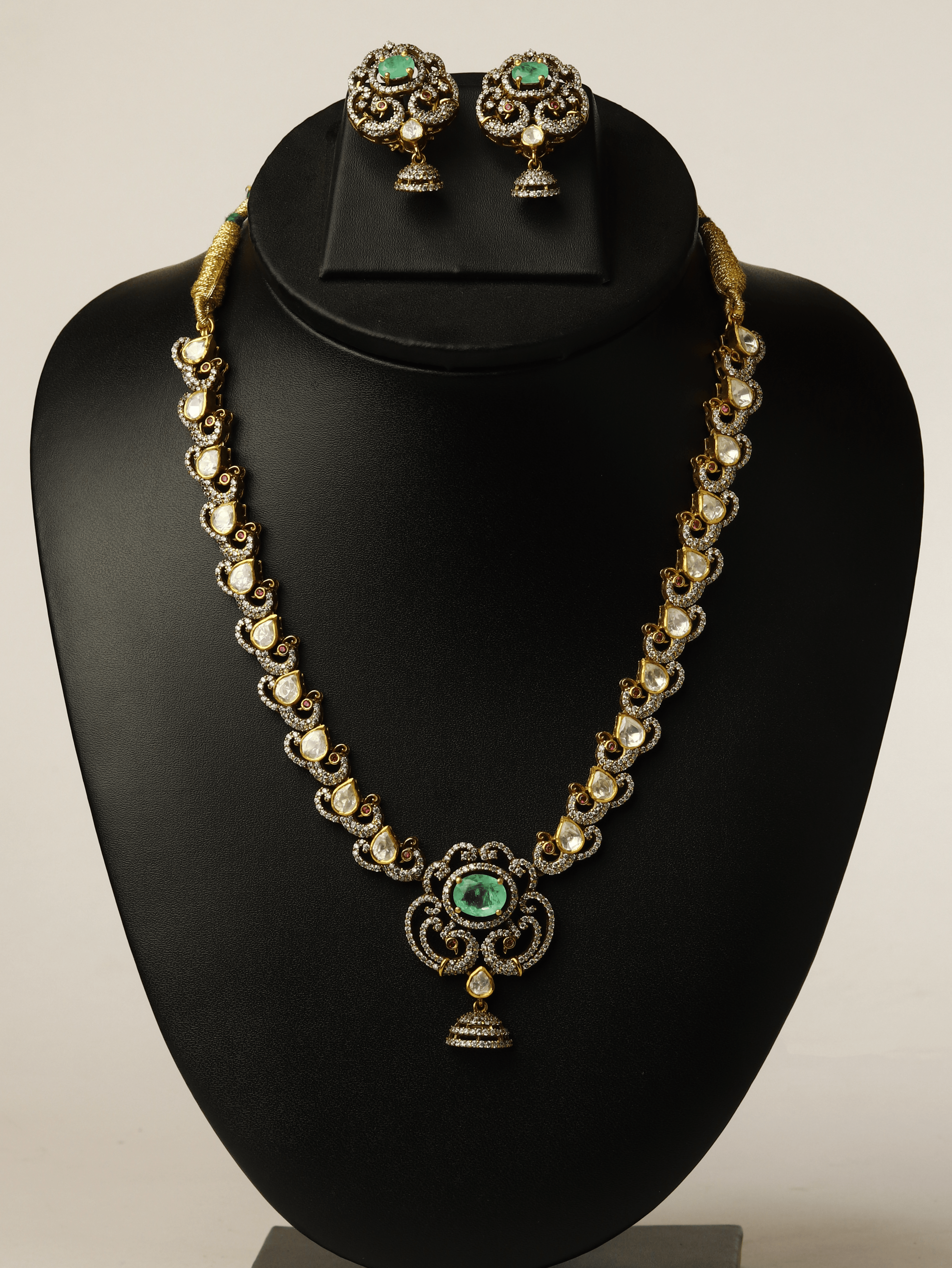 Green Moissanite Polki & Kundan Set