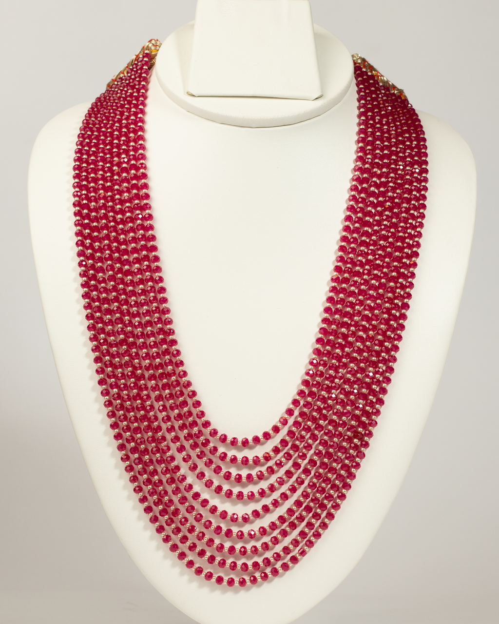 Cascading Ruby Bead Necklace