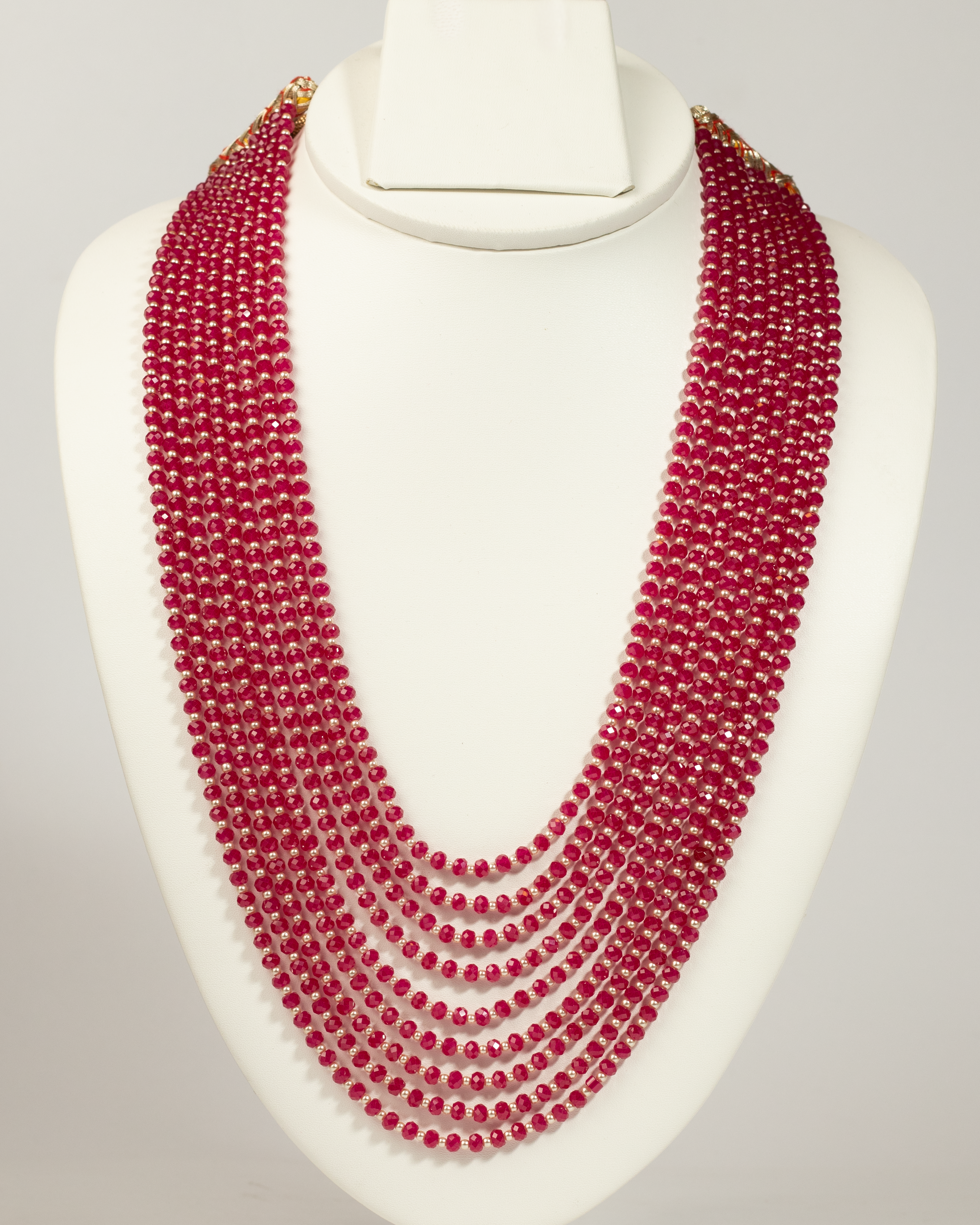 Cascading Ruby Bead Necklace