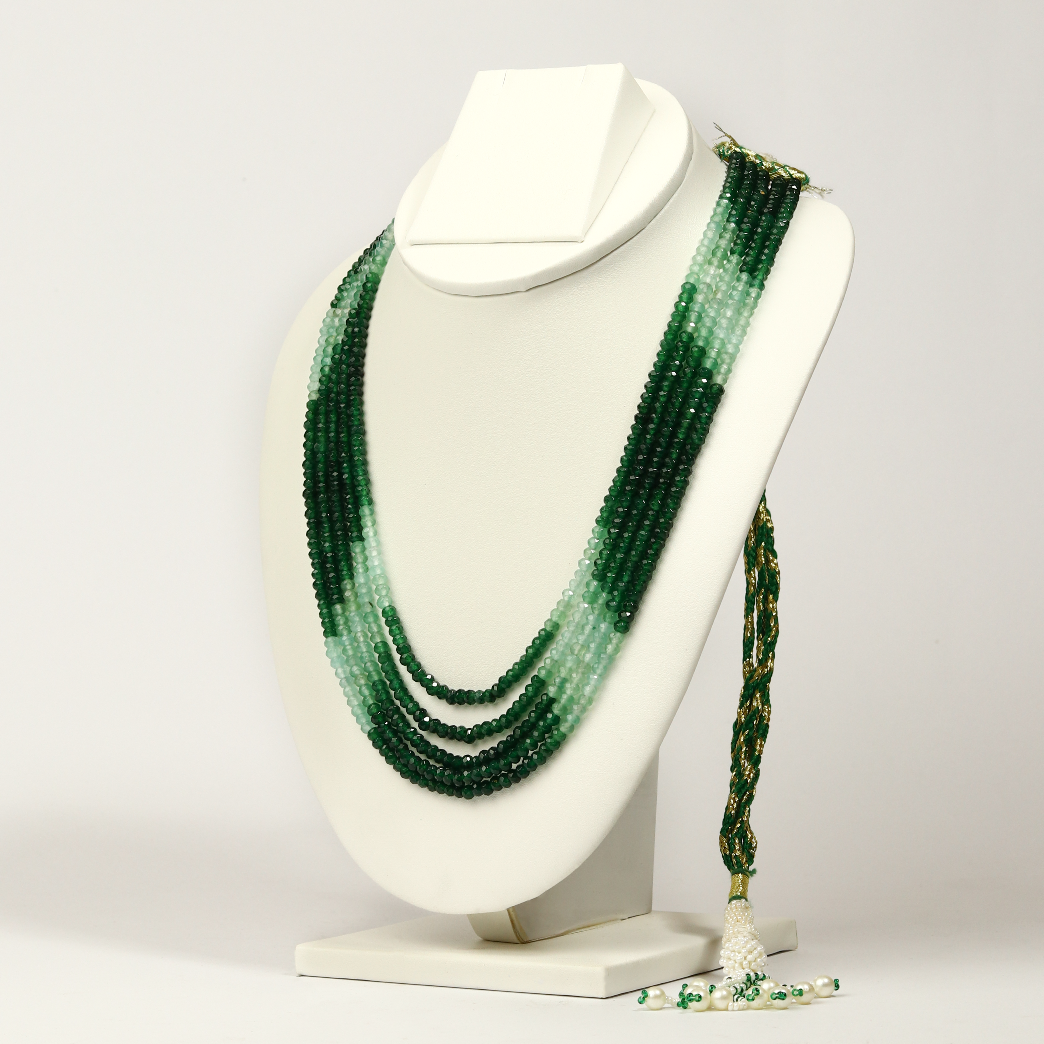 Green Shaded Onyx Multi-Strand Necklace