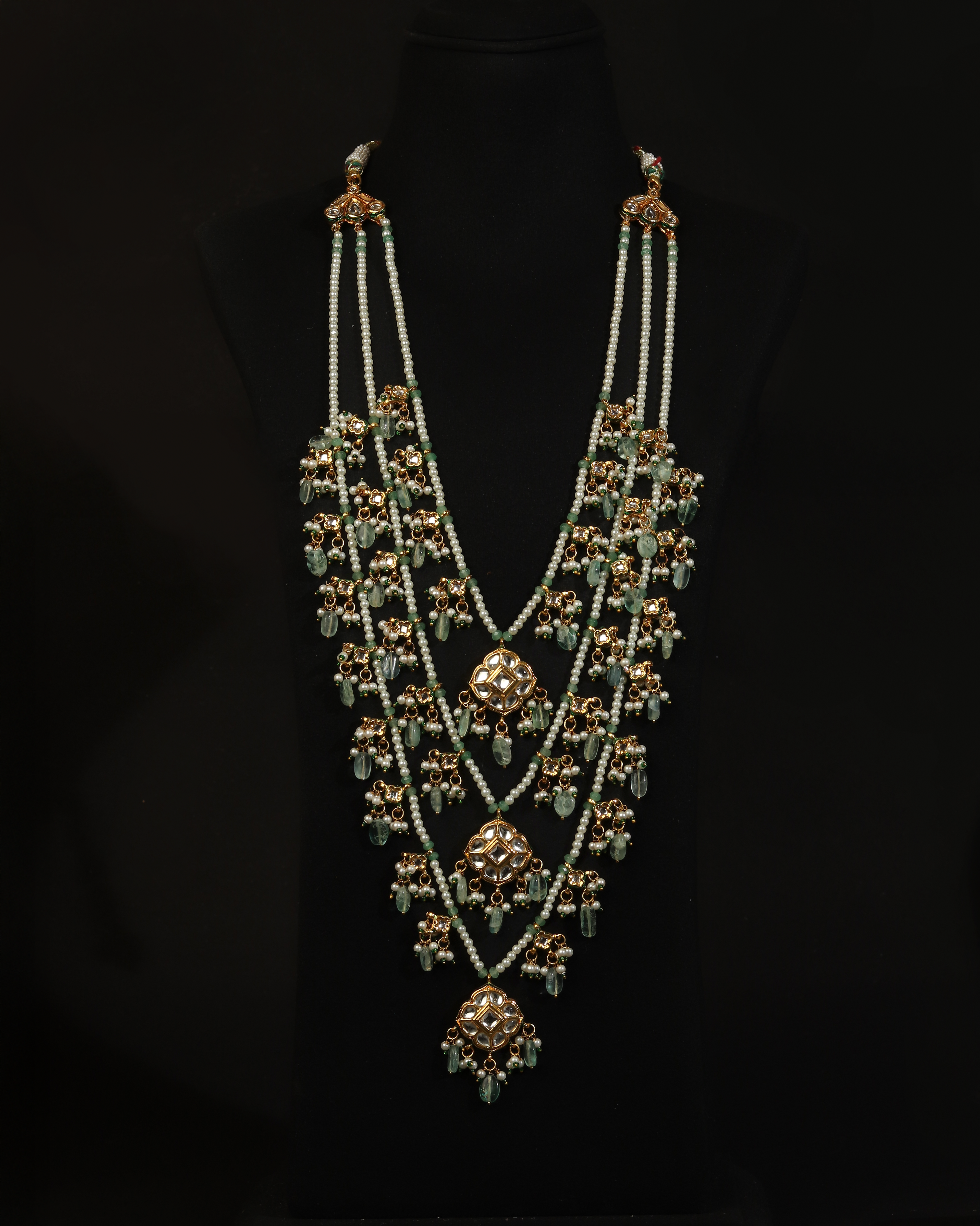 Kundan Necklace | Pearls and Green Gemstones