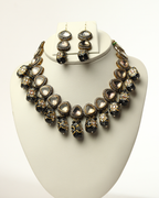 Black & Gold Polki Necklace Set
