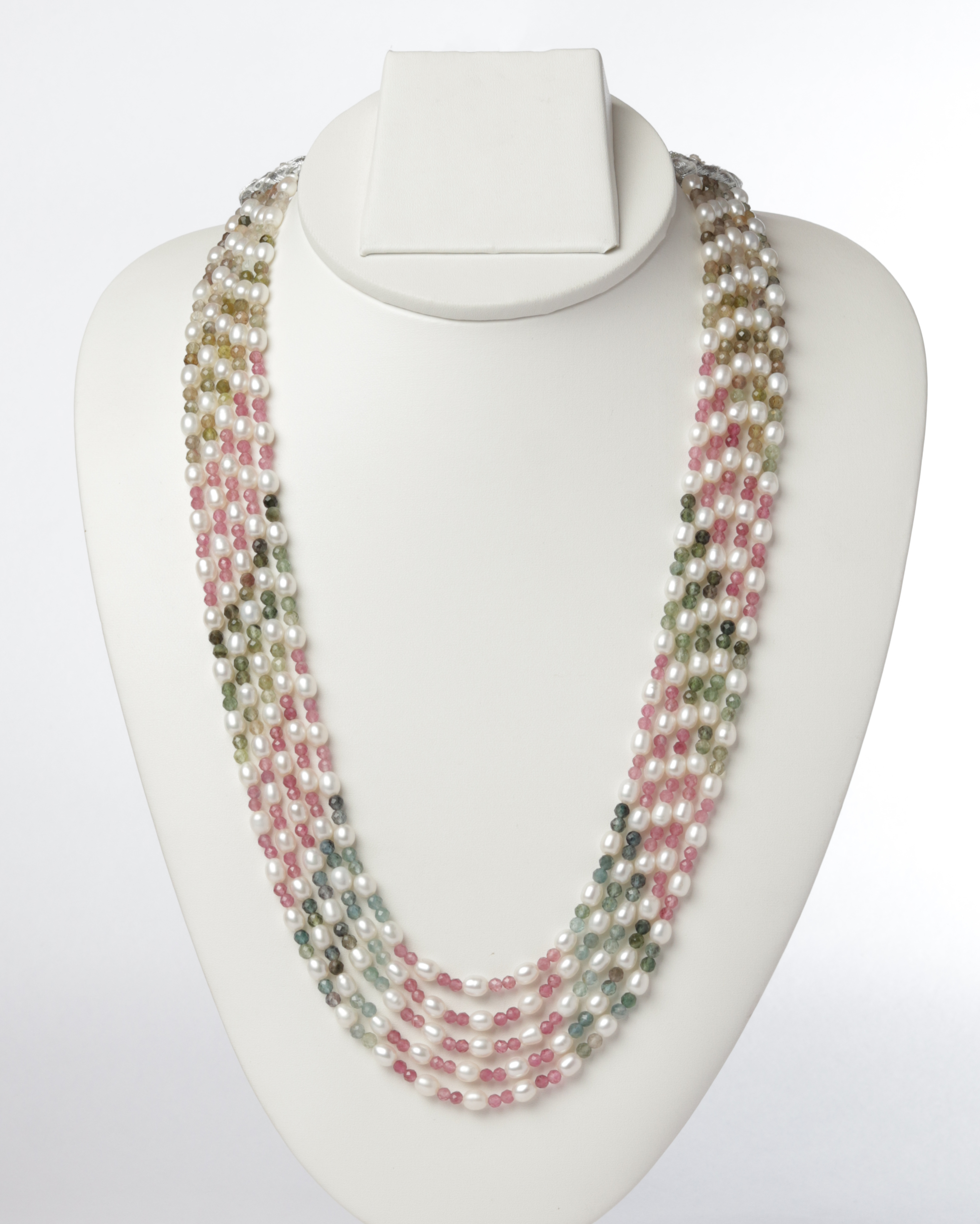 Multi-Color Tourmaline & Pearl Necklace