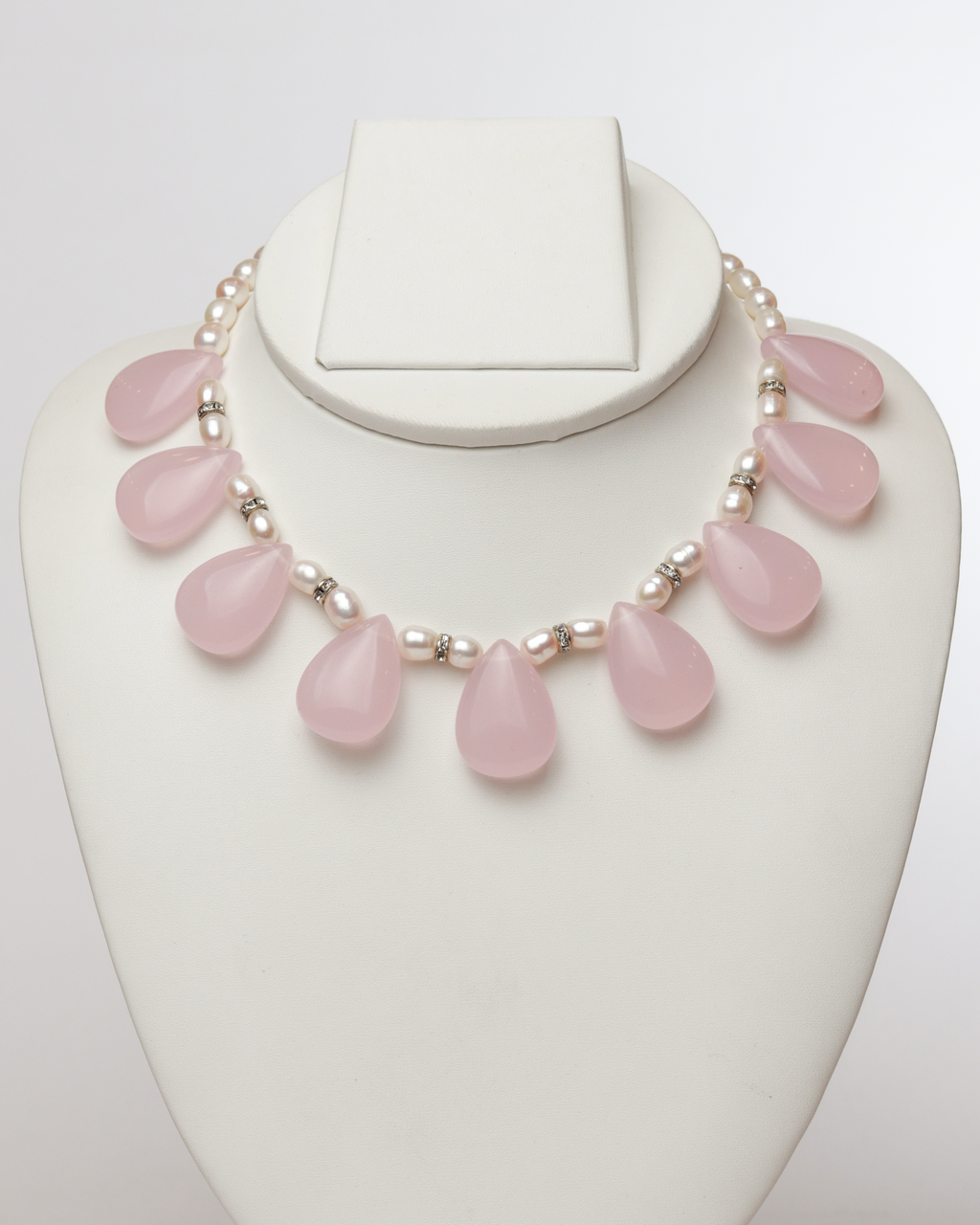 Rose Quartz & Pearl Choker Necklace