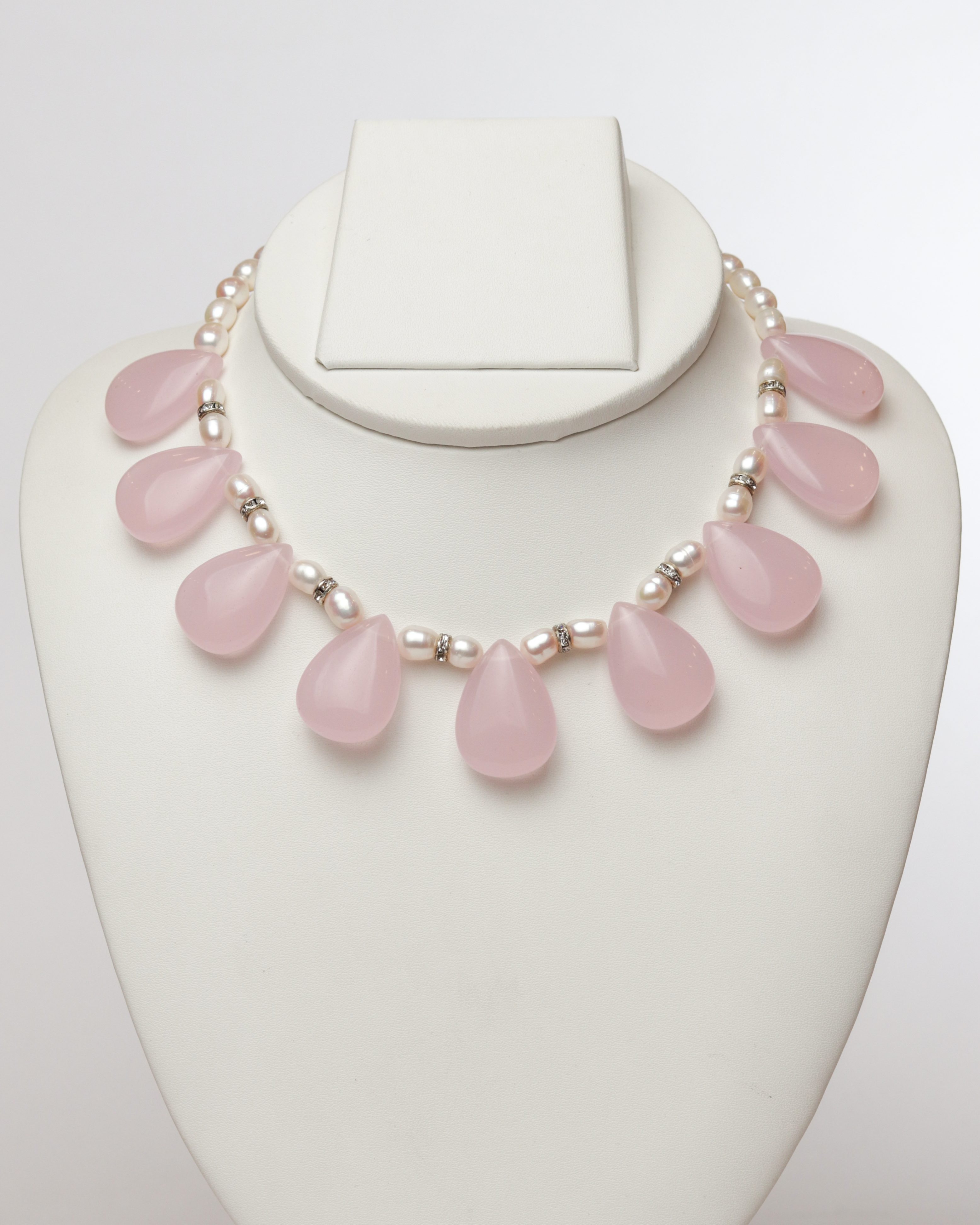 Rose Quartz & Pearl Choker Necklace