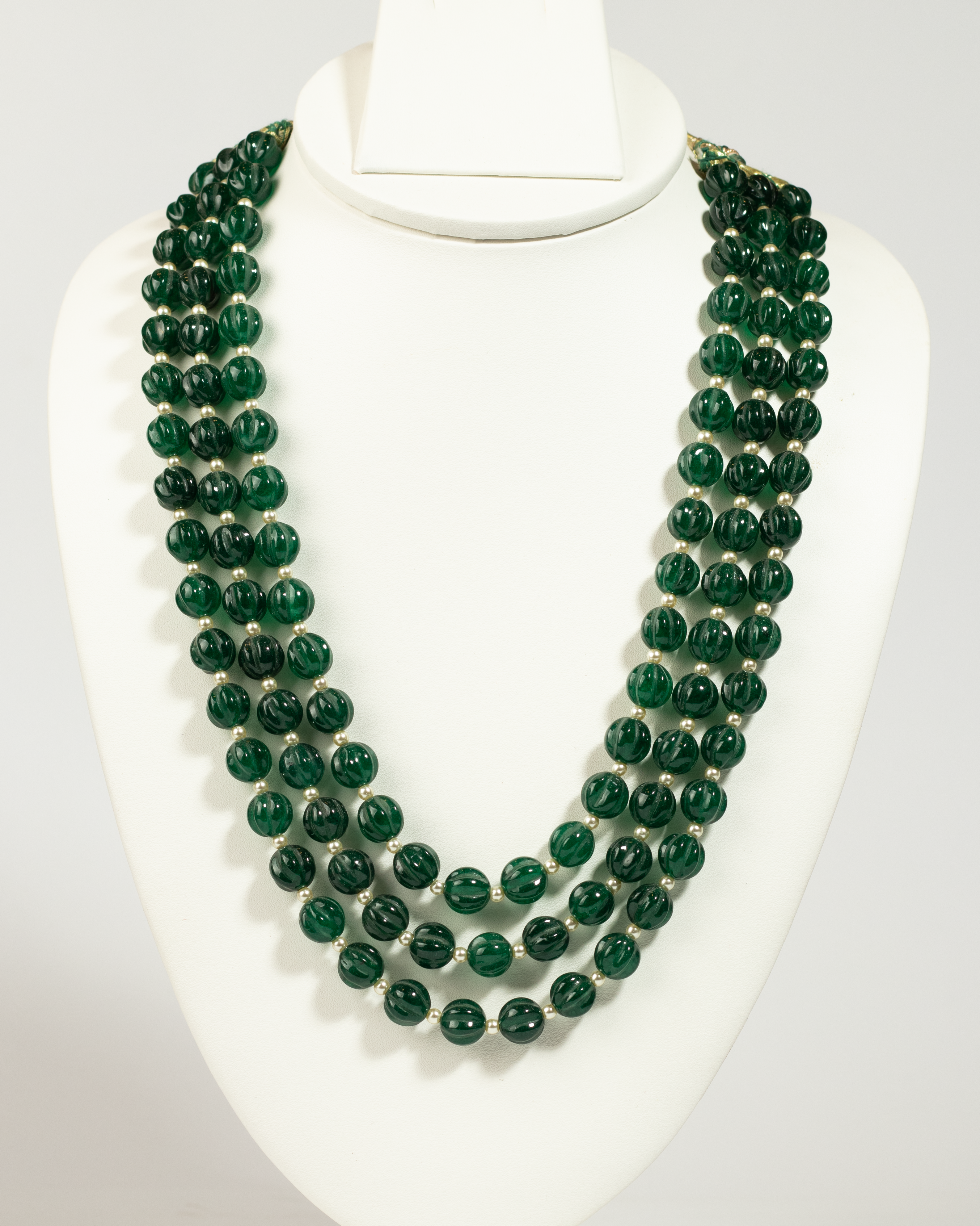 Green Quartz with Swarovski Pearls