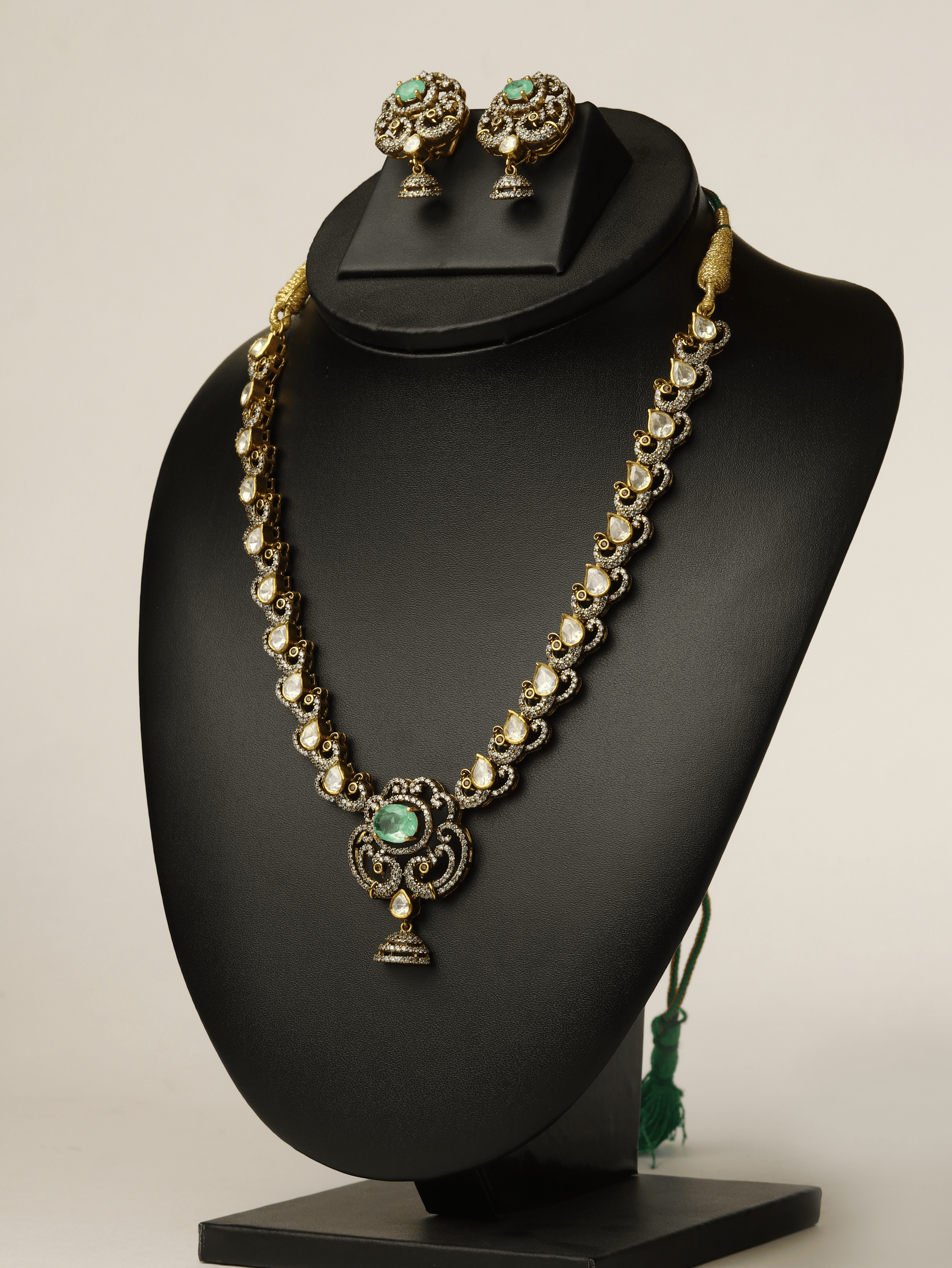 Green Moissanite Polki & Kundan Set