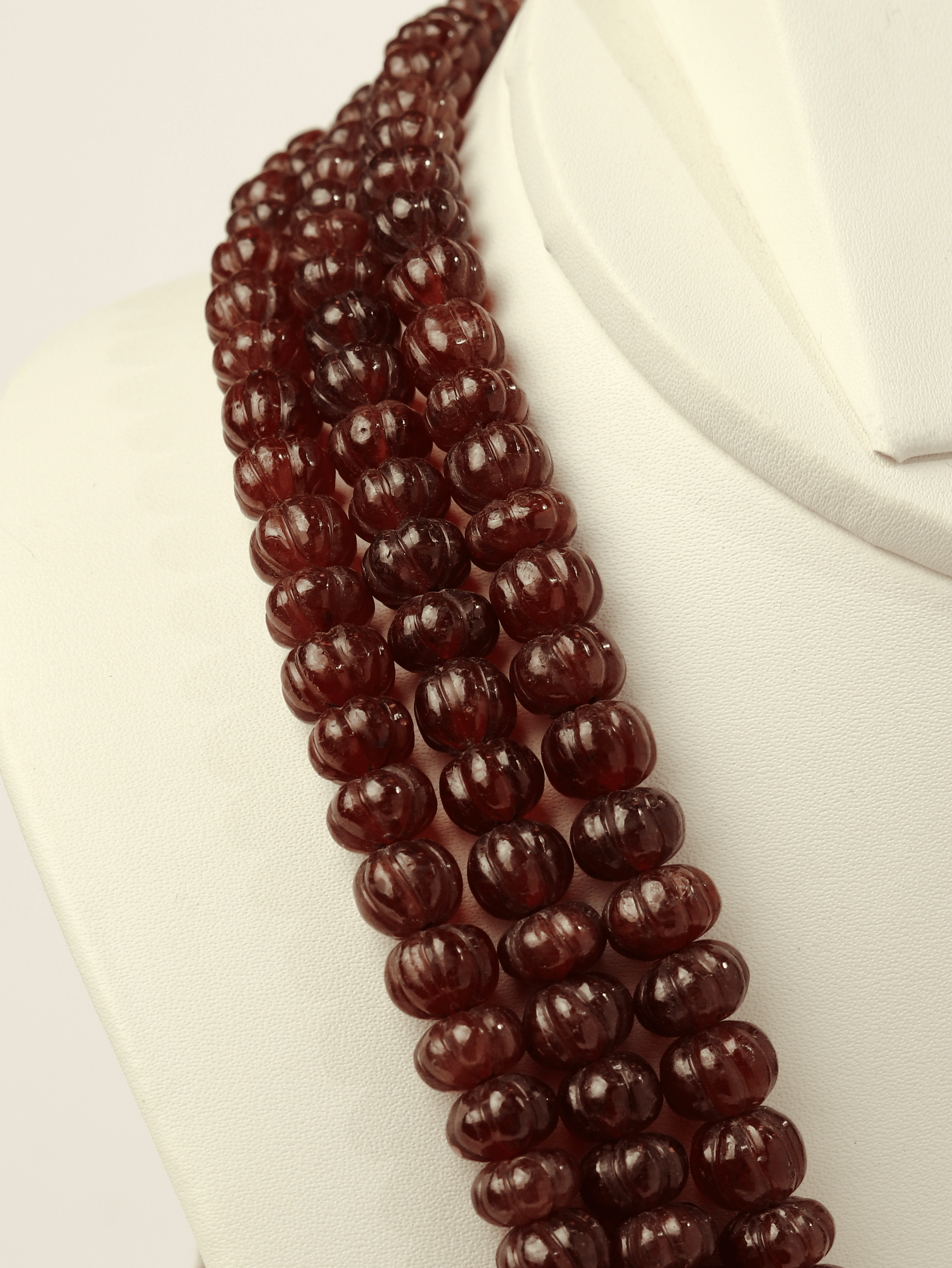 Pumpkin Ruby-Faceted Bead Necklace
