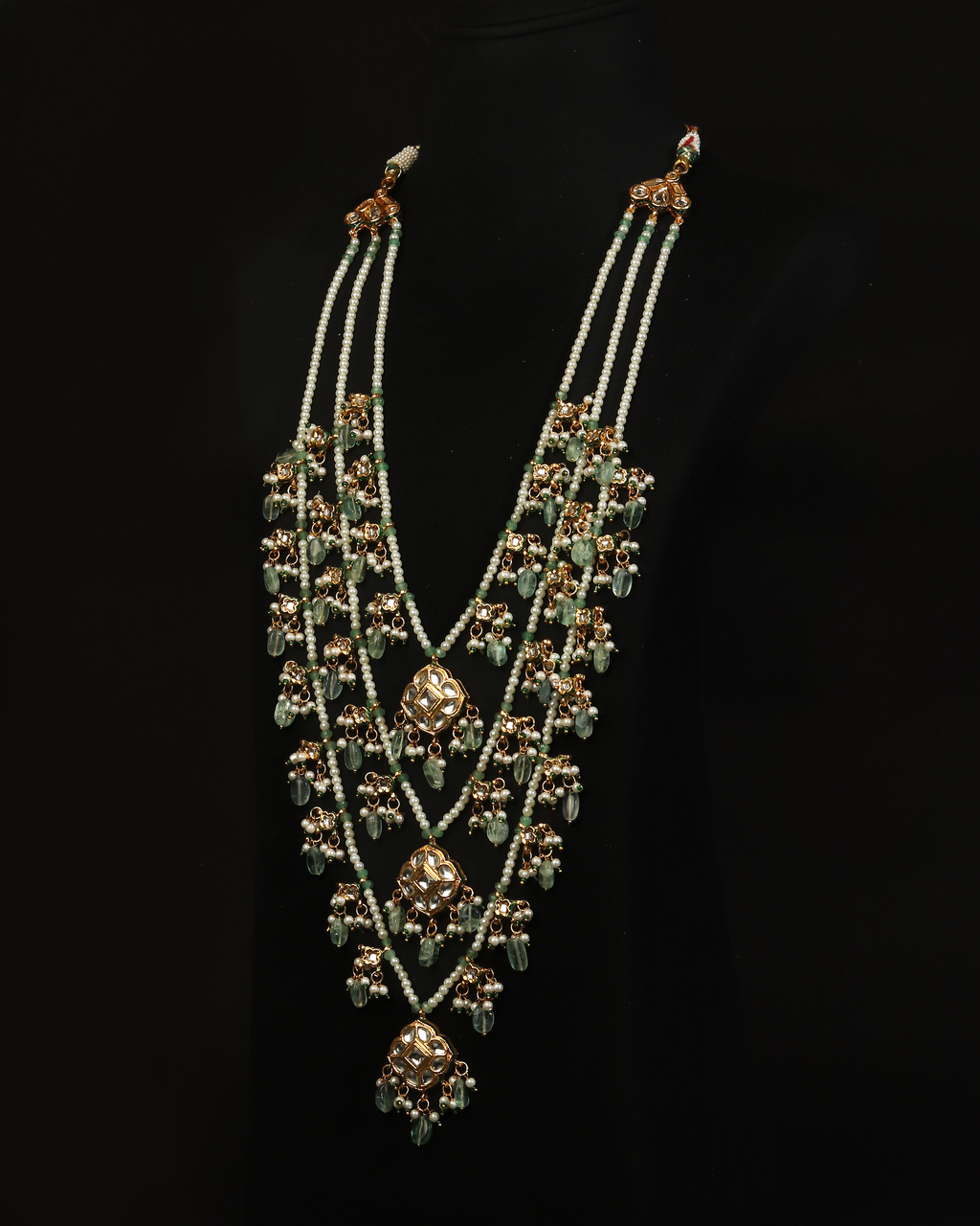 Kundan Necklace | Pearls and Green Gemstones