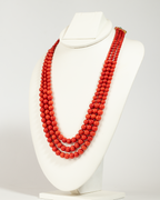 Graduated Three-Strand Coral Necklace