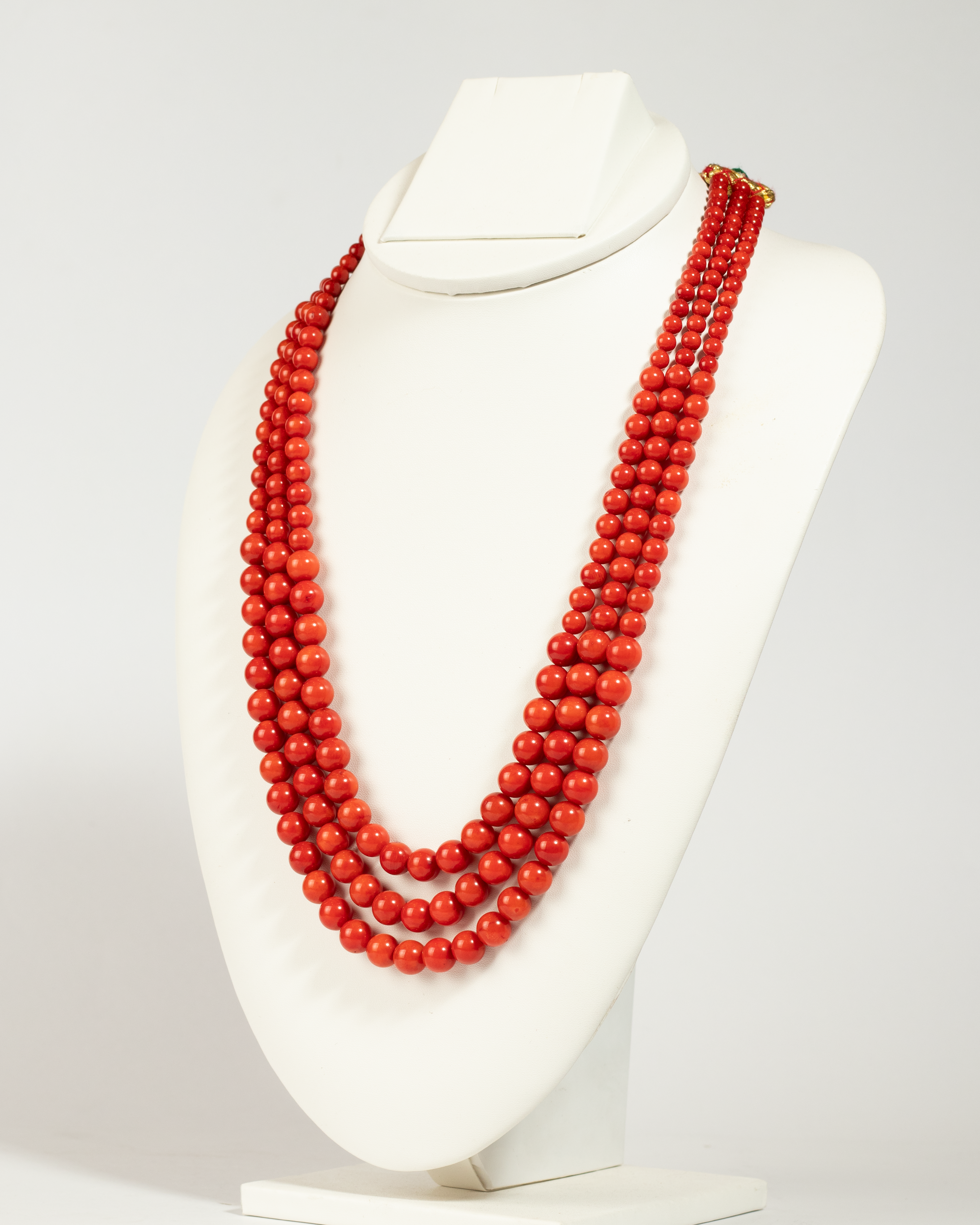 Graduated Three-Strand Coral Necklace