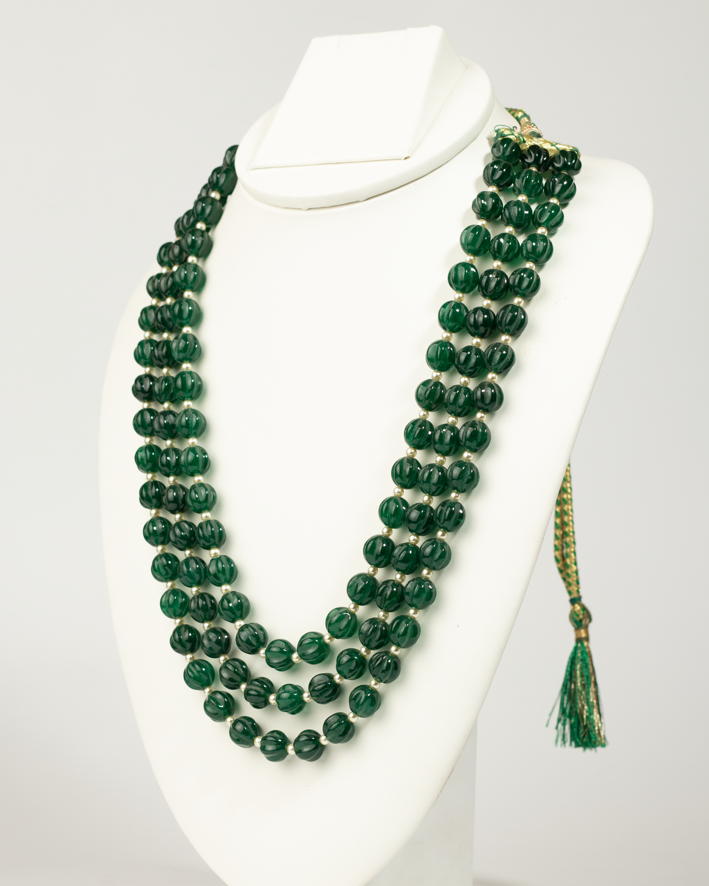 Green Quartz with Swarovski Pearls