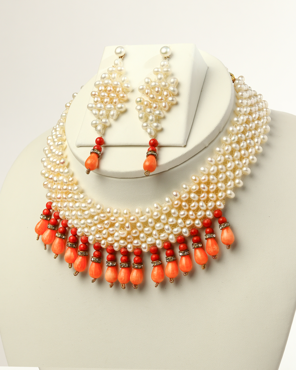 Choker with Coral and Pearl