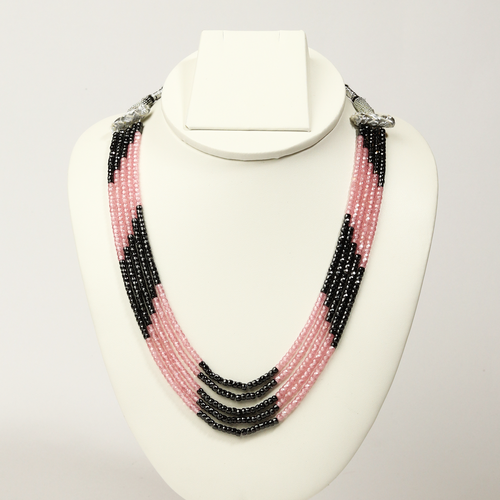 Blue and Pink Onyx Multi-Strand Necklace
