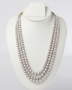 Three Strand Gray Pearl Necklace