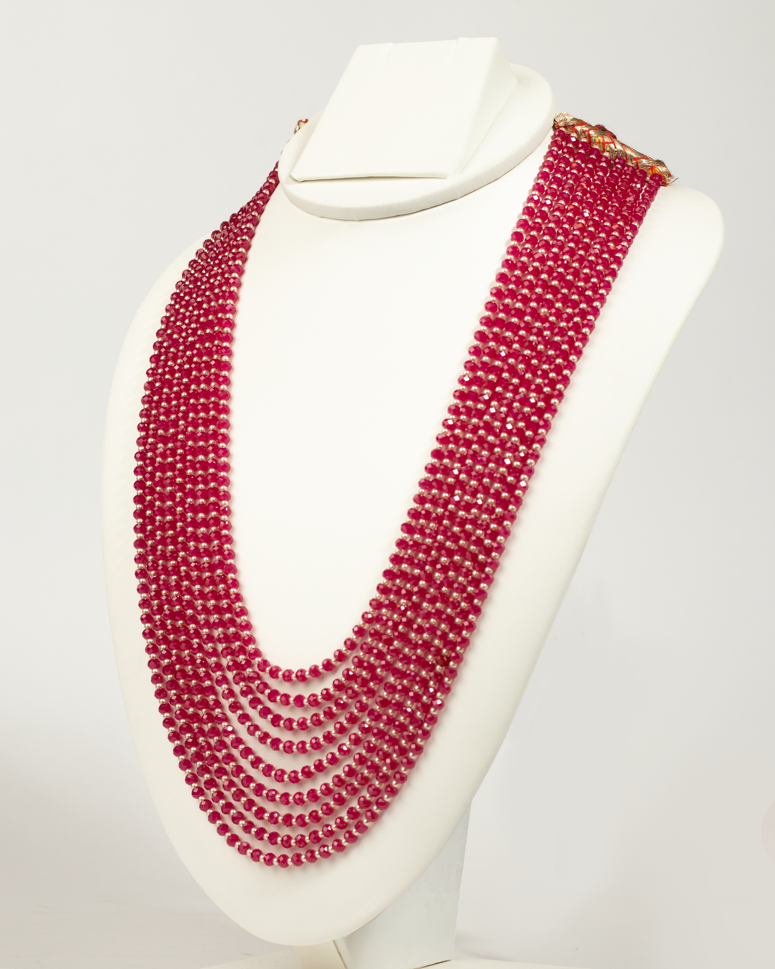 Cascading Ruby Bead Necklace