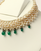 Pearl & Green Gemstone Choker Set
