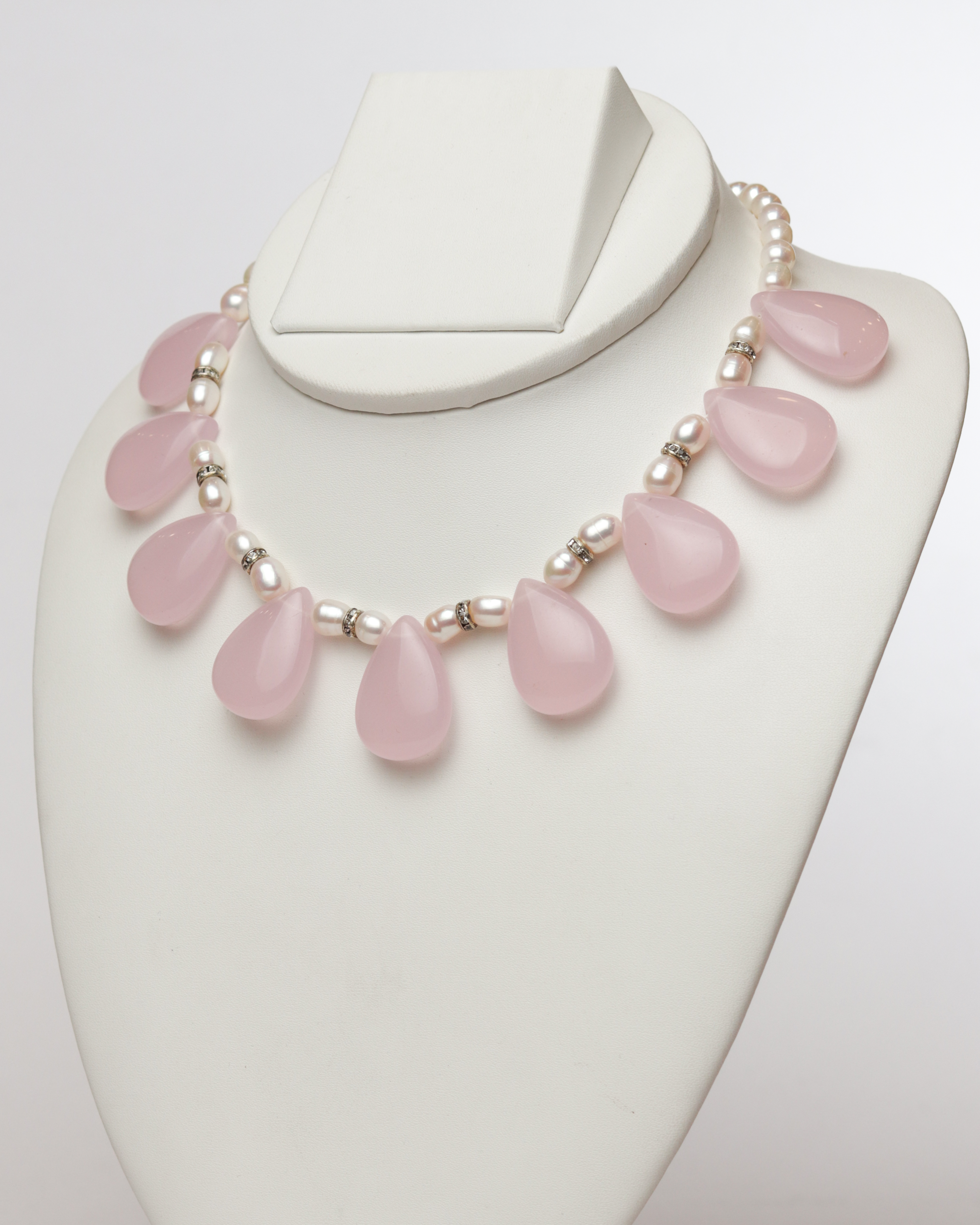 Rose Quartz & Pearl Choker Necklace