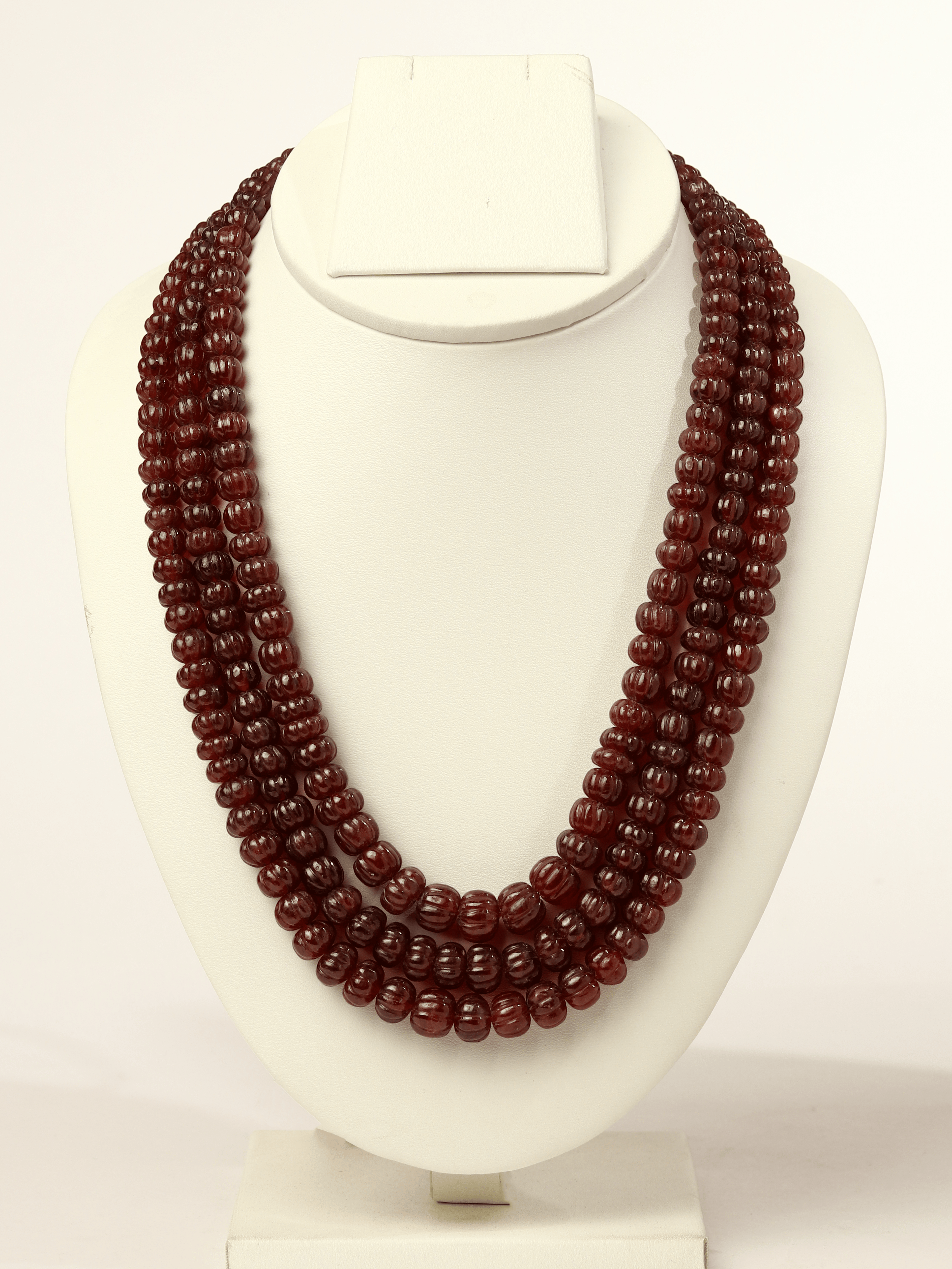Pumpkin Ruby-Faceted Bead Necklace