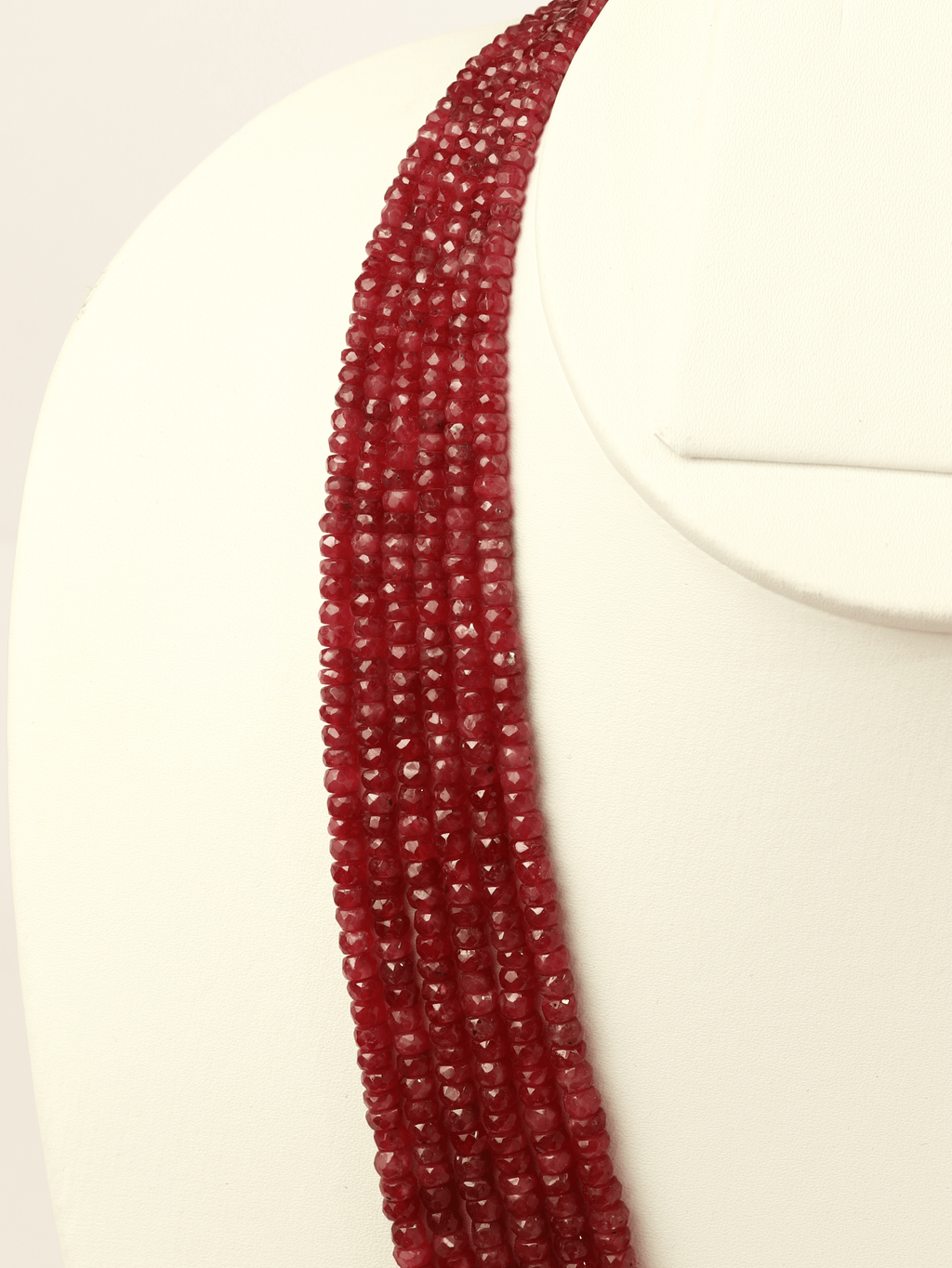 Multi-Strand Ruby Bead Necklace
