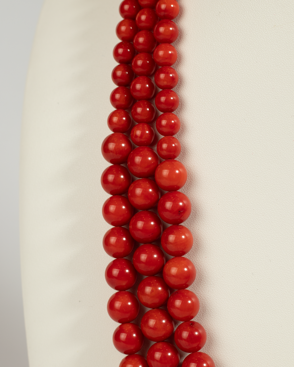 Vibrant Triple-Strand Natural Red Coral (Moonga) Graduated Necklace