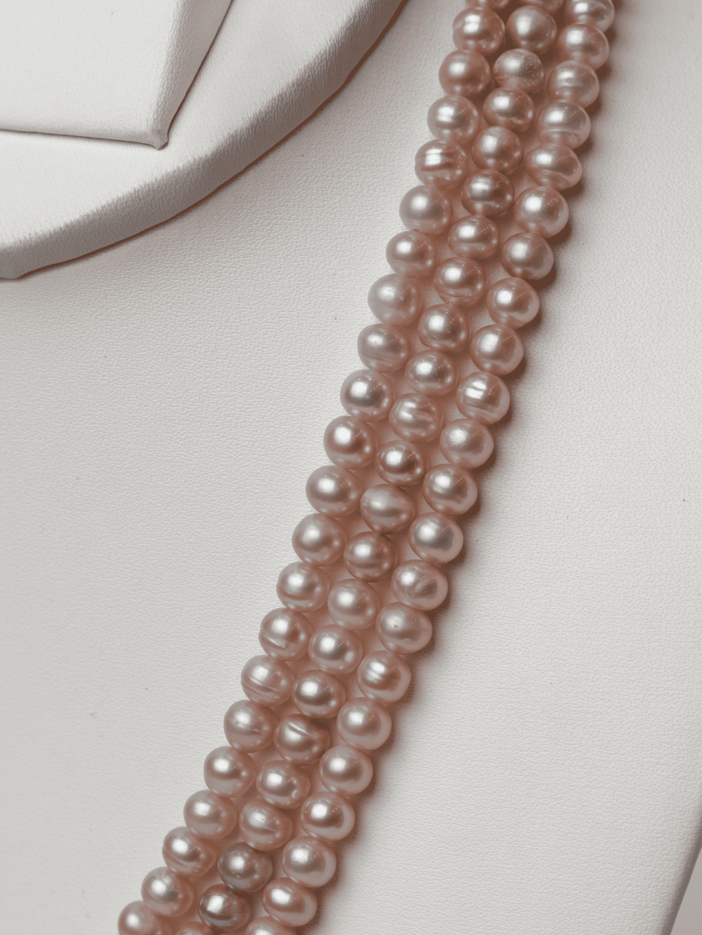 Luminous Triple-Row Genuine Pink Freshwater Pearl Necklace