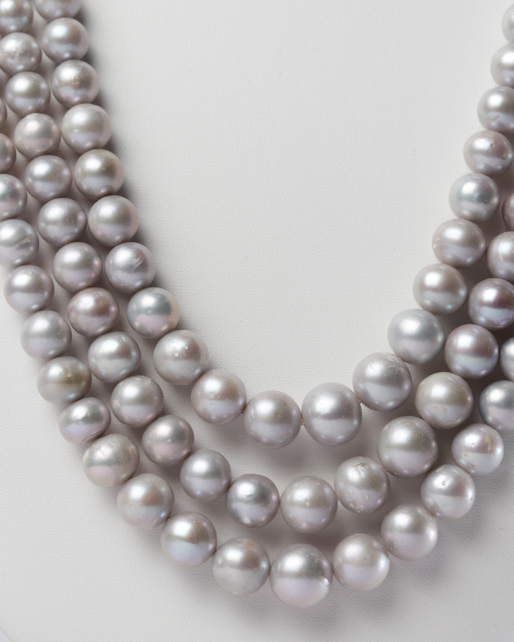 Three Strand Gray Pearl Necklace