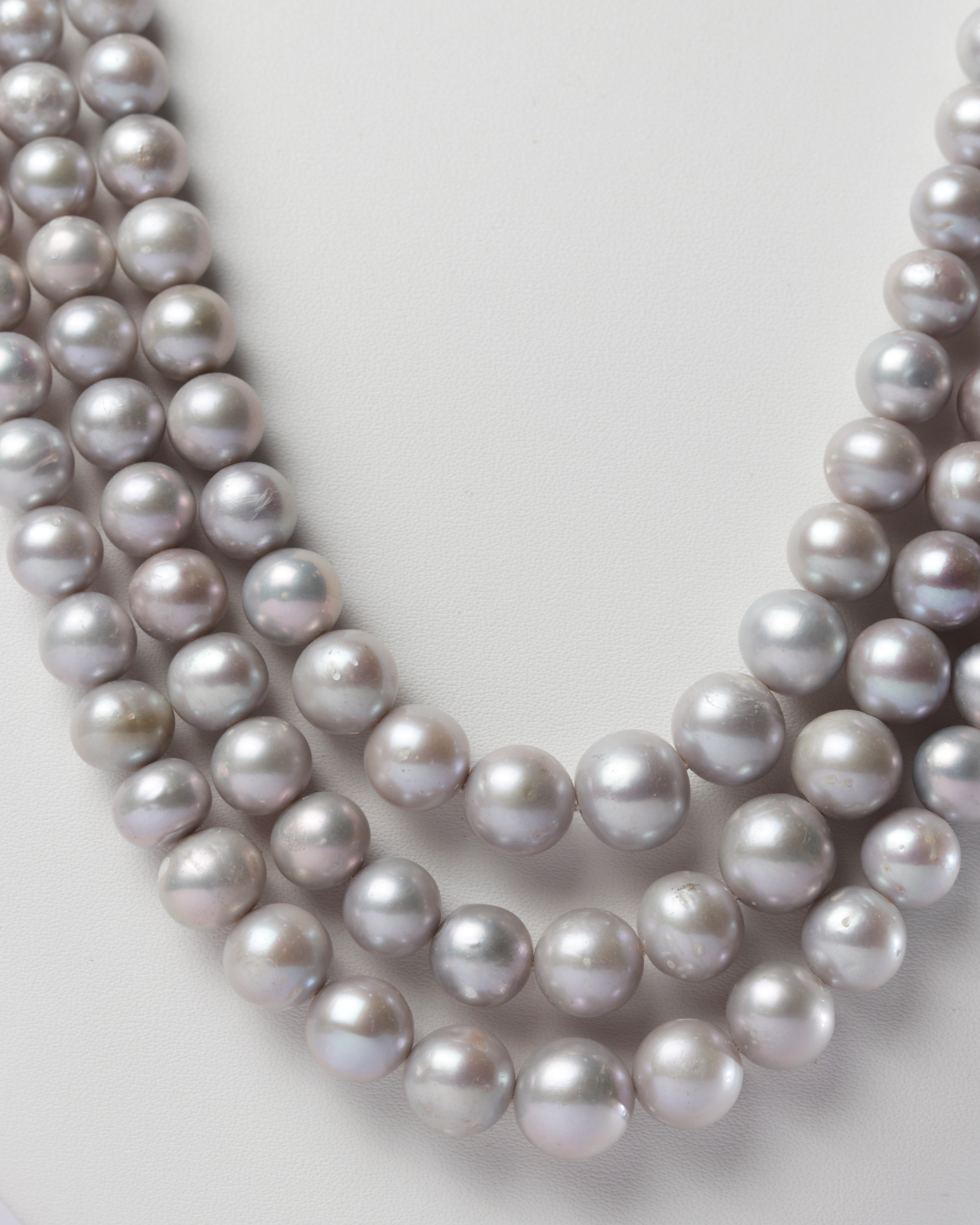 Three Strand Gray Pearl Necklace
