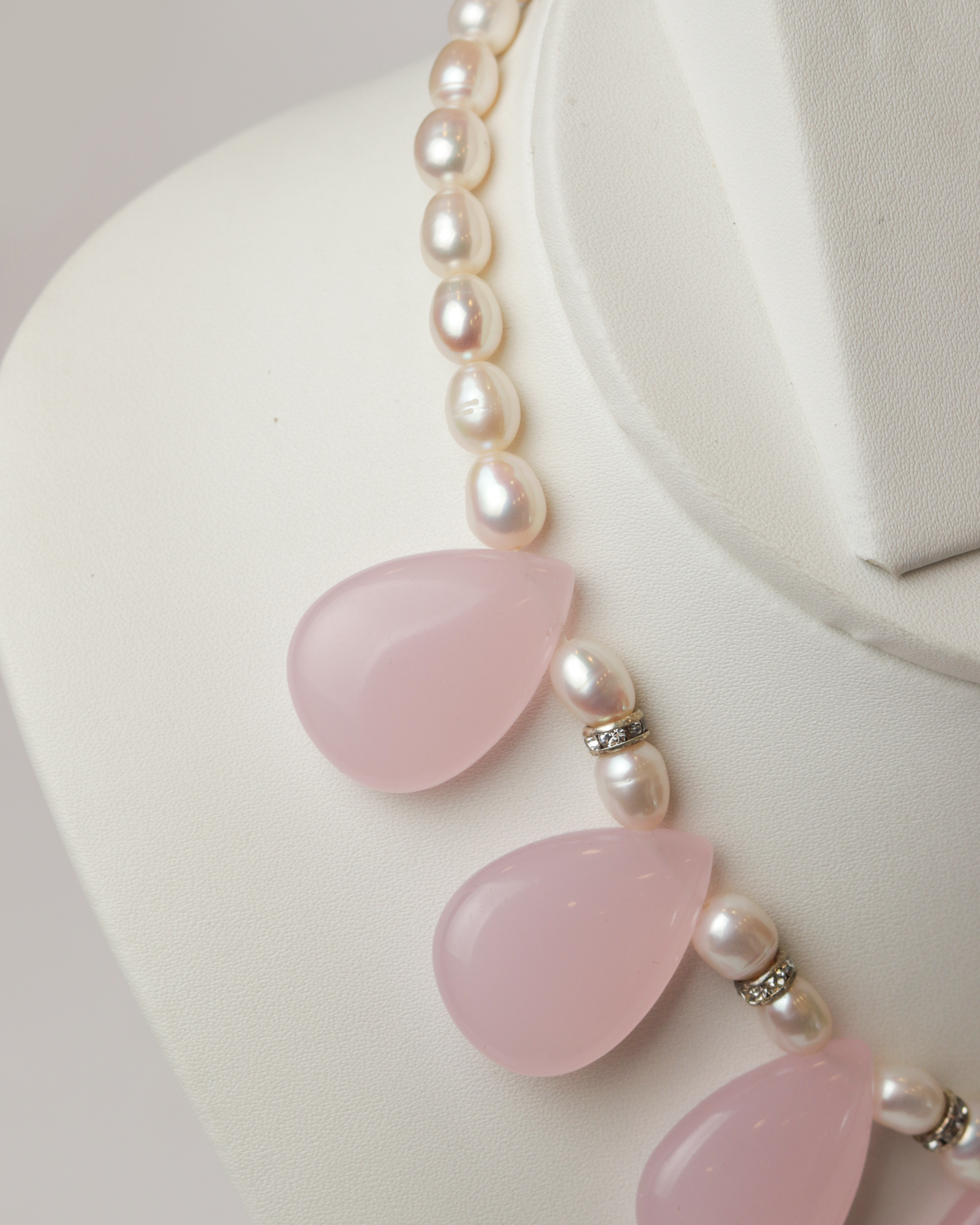 Rose Quartz & Pearl Choker Necklace