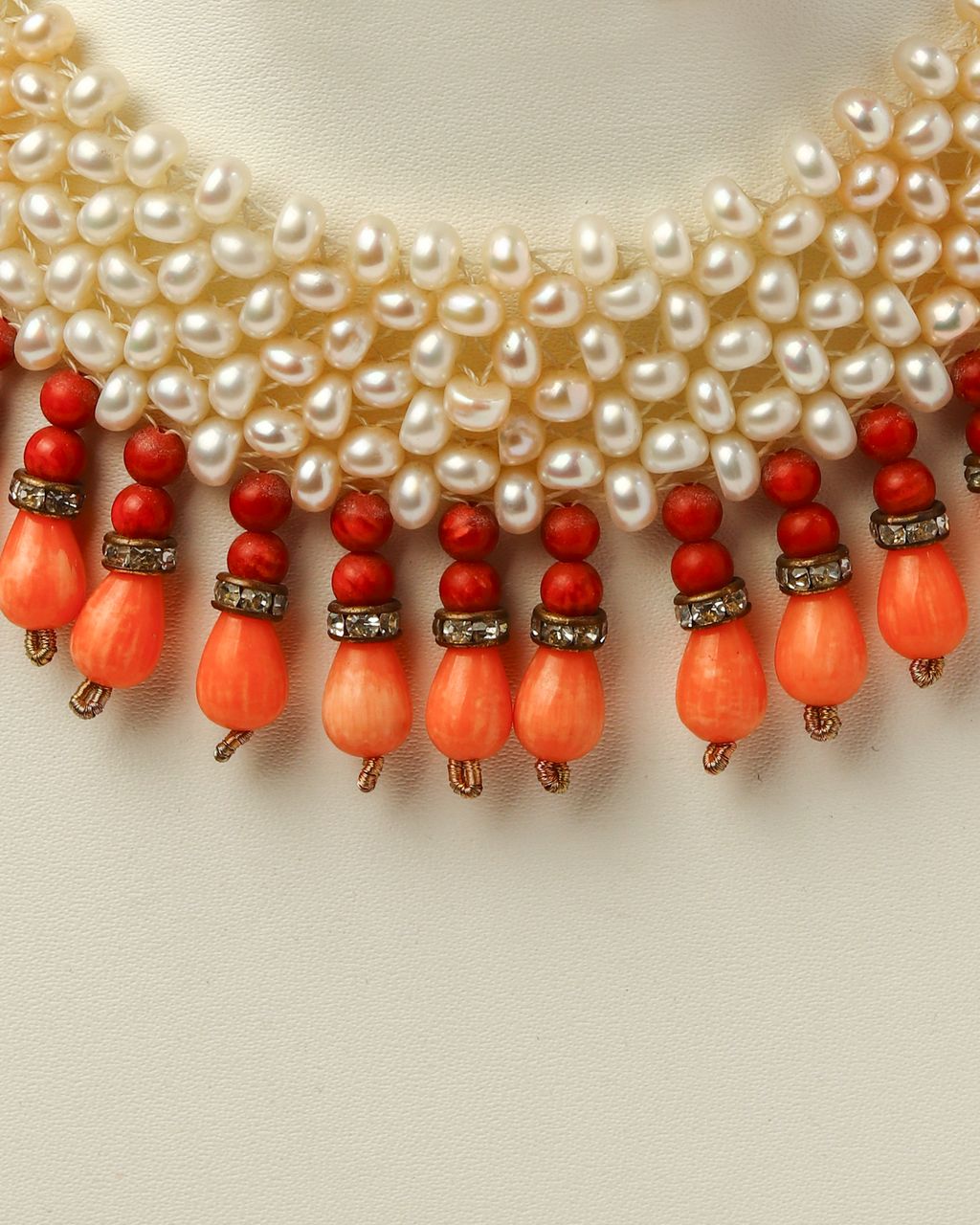 Choker with Coral and Pearl