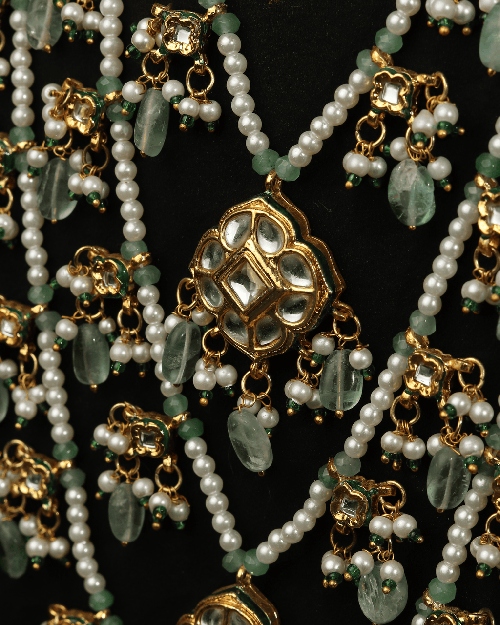 Kundan Necklace | Pearls and Green Gemstones