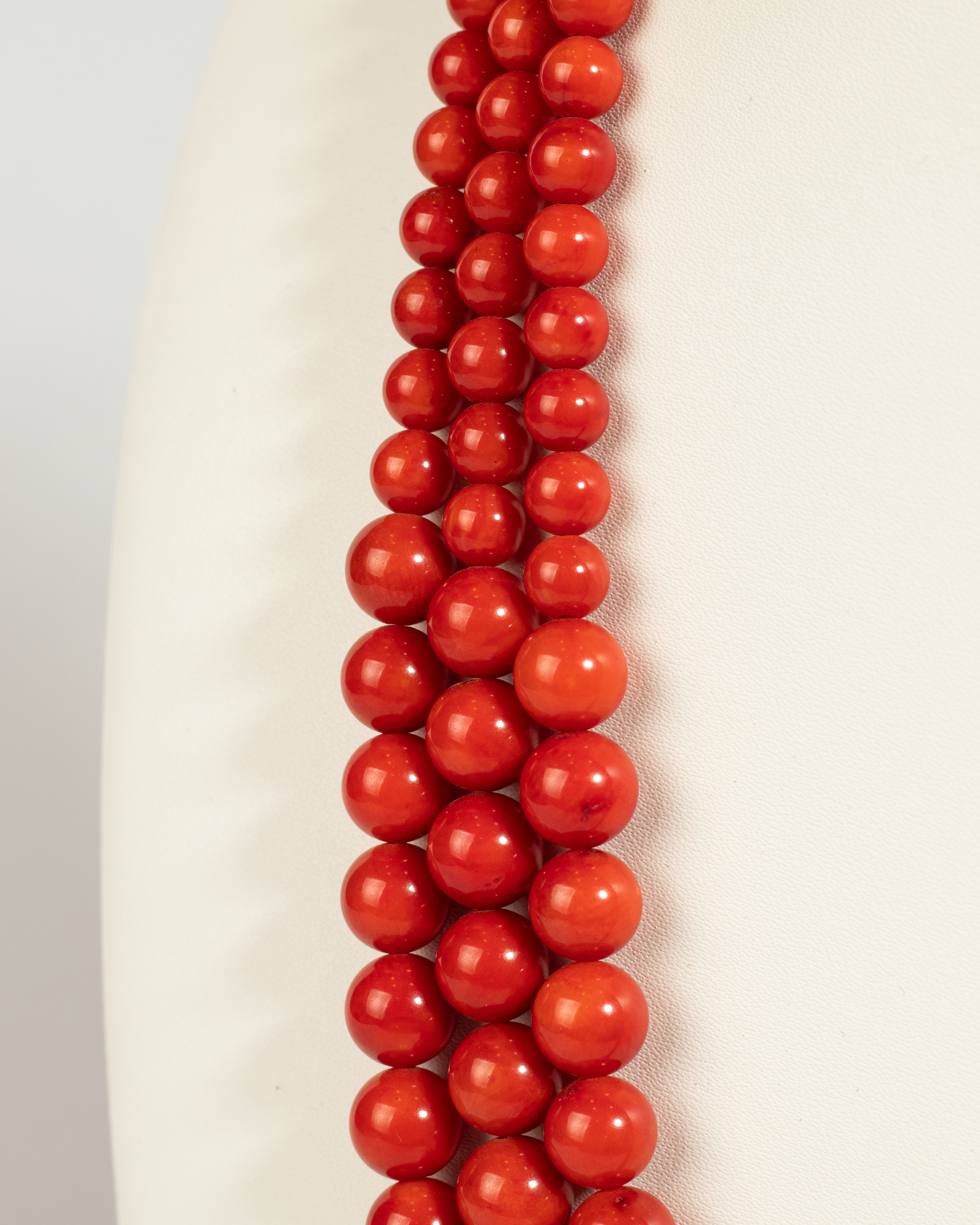 Graduated Three-Strand Coral Necklace