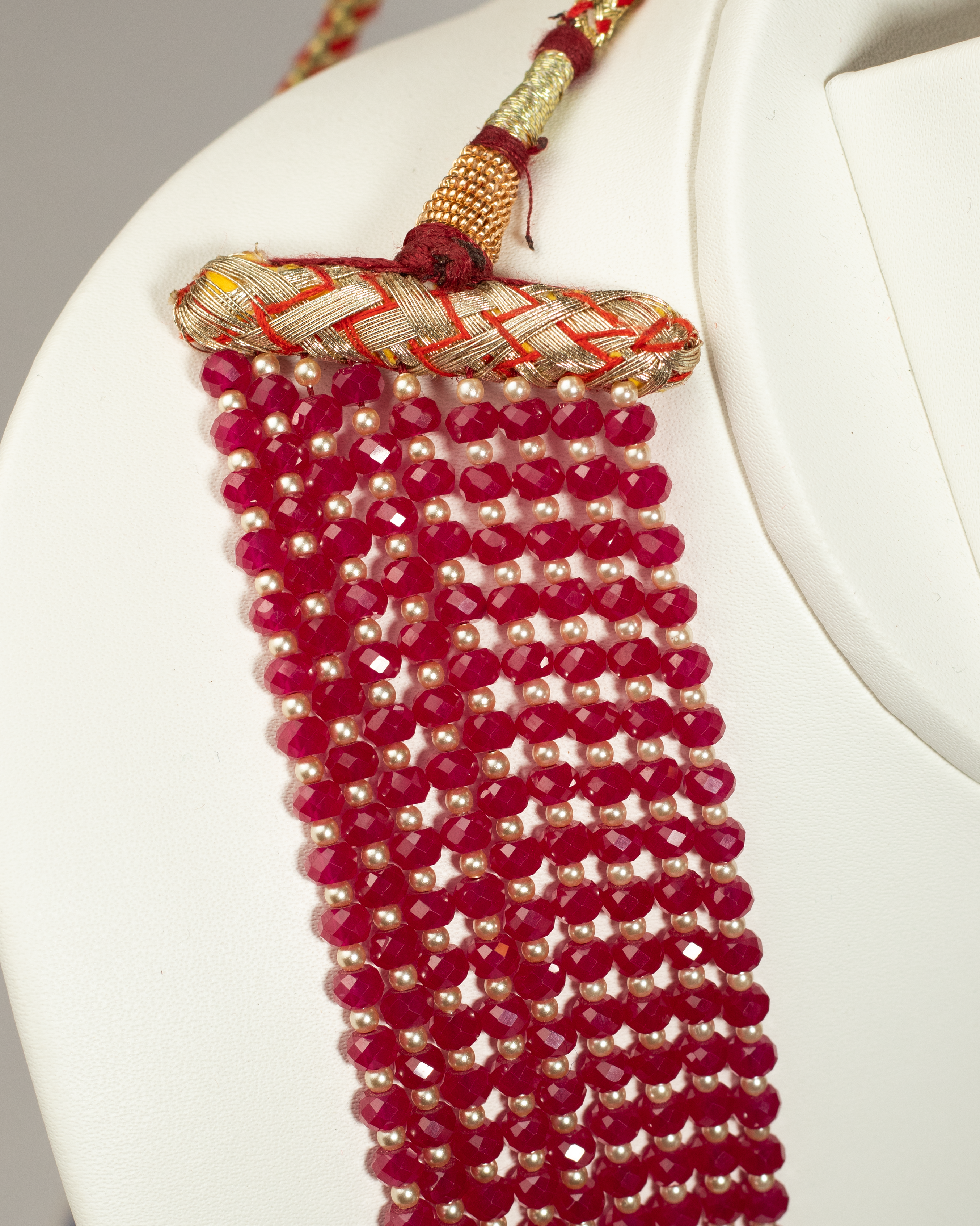 Cascading Ruby Bead Necklace