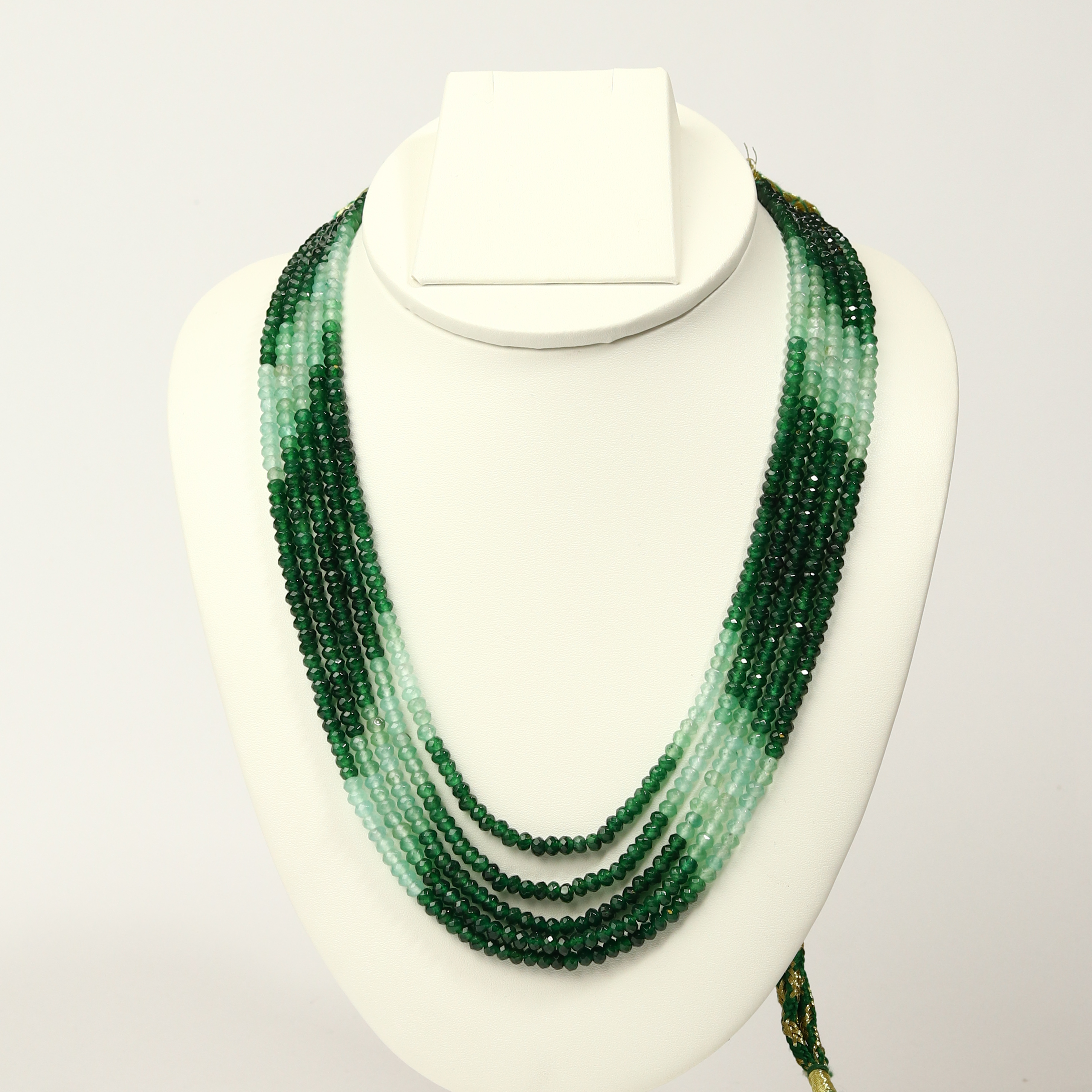 Green Shaded Onyx Multi-Strand Necklace
