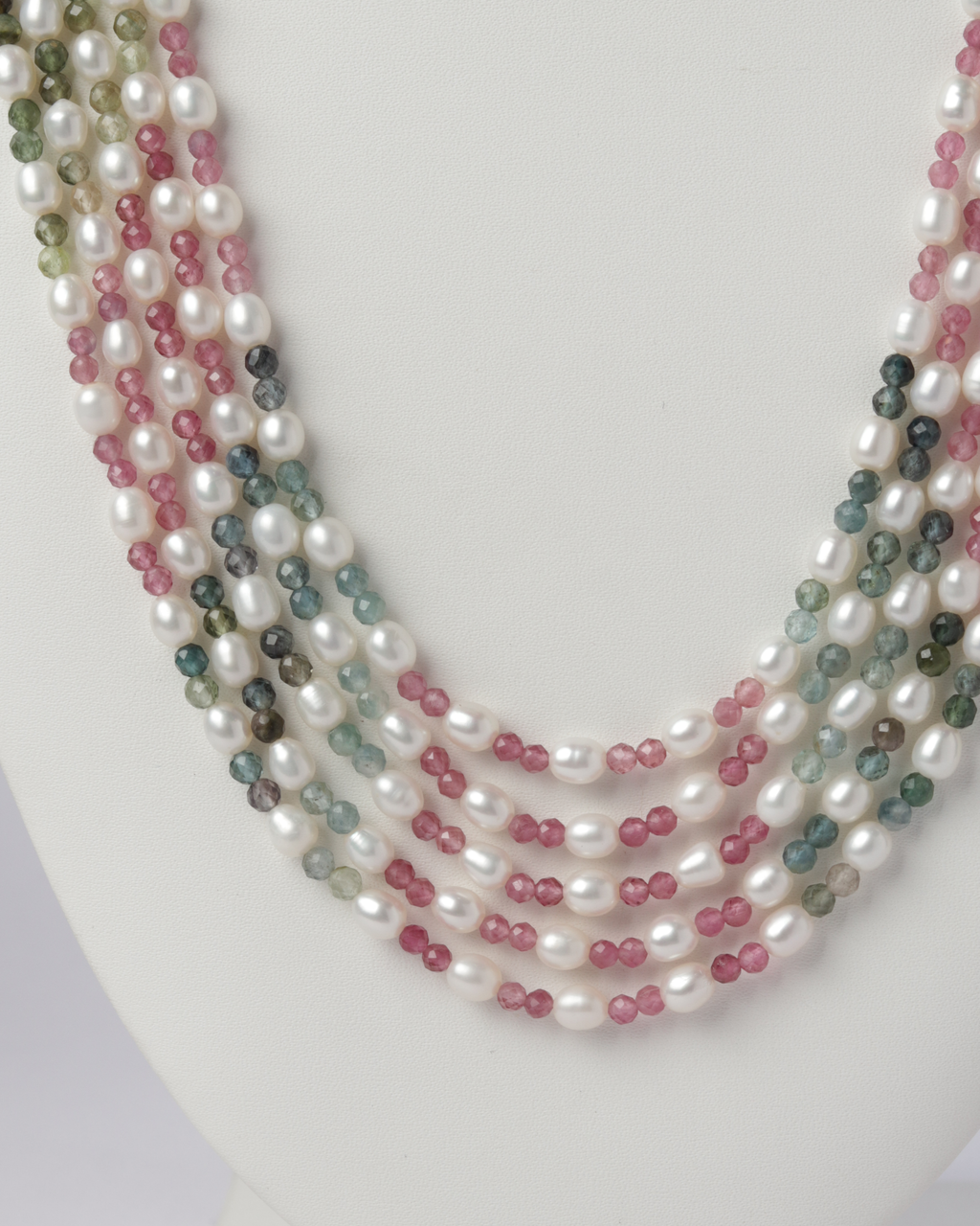 Multi-Color Tourmaline & Pearl Necklace