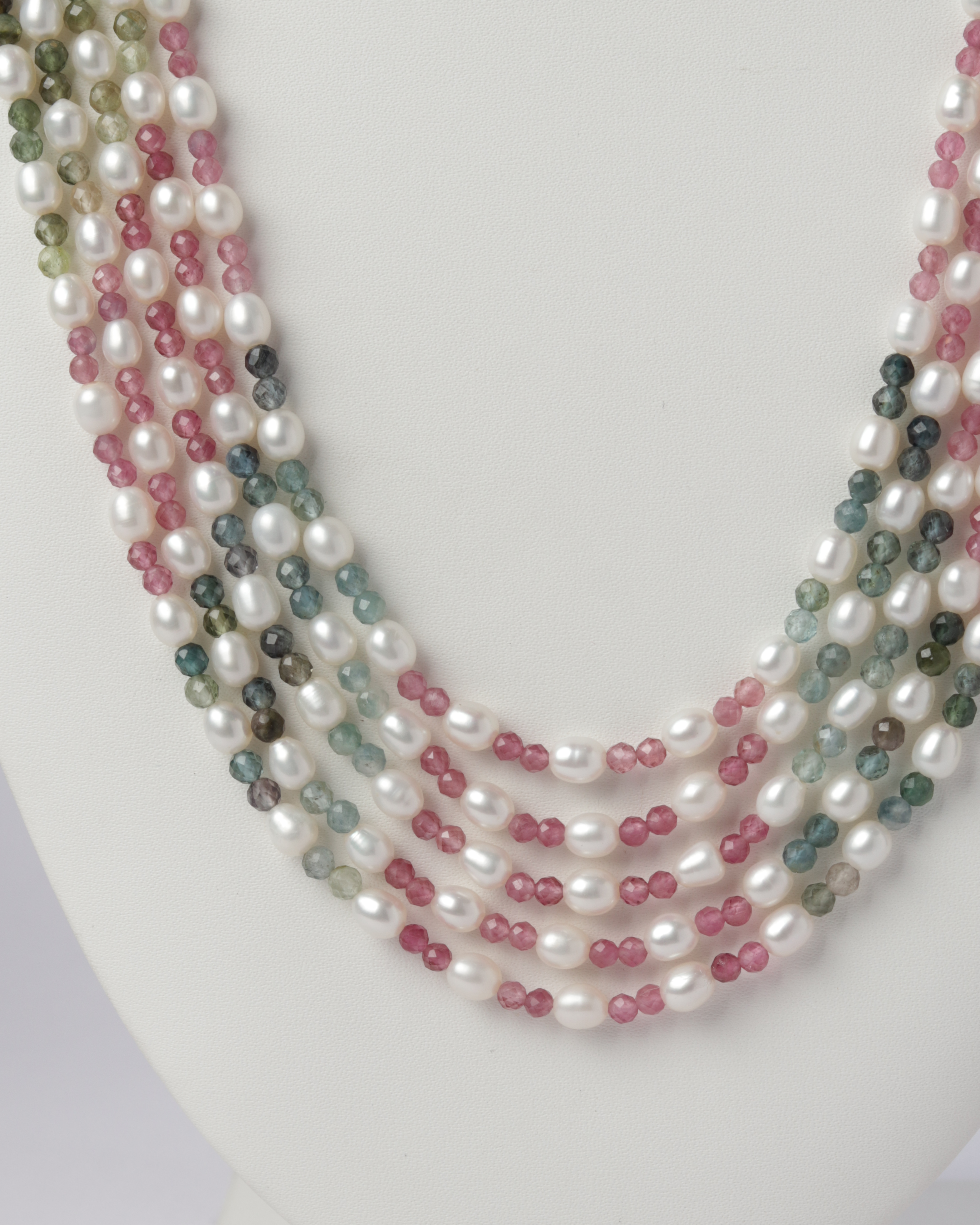 Multi-Color Tourmaline & Pearl Necklace
