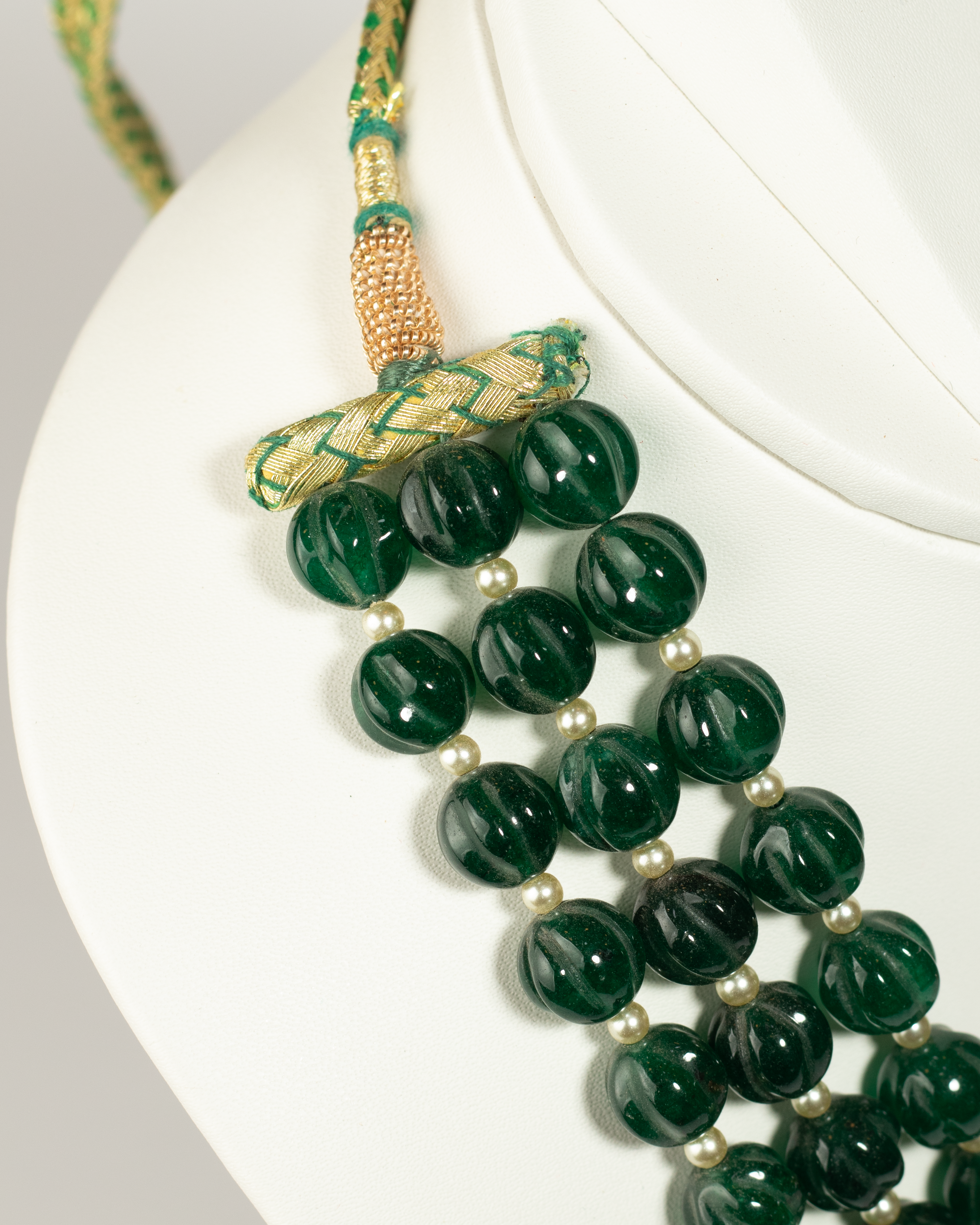 Green Quartz with Swarovski Pearls