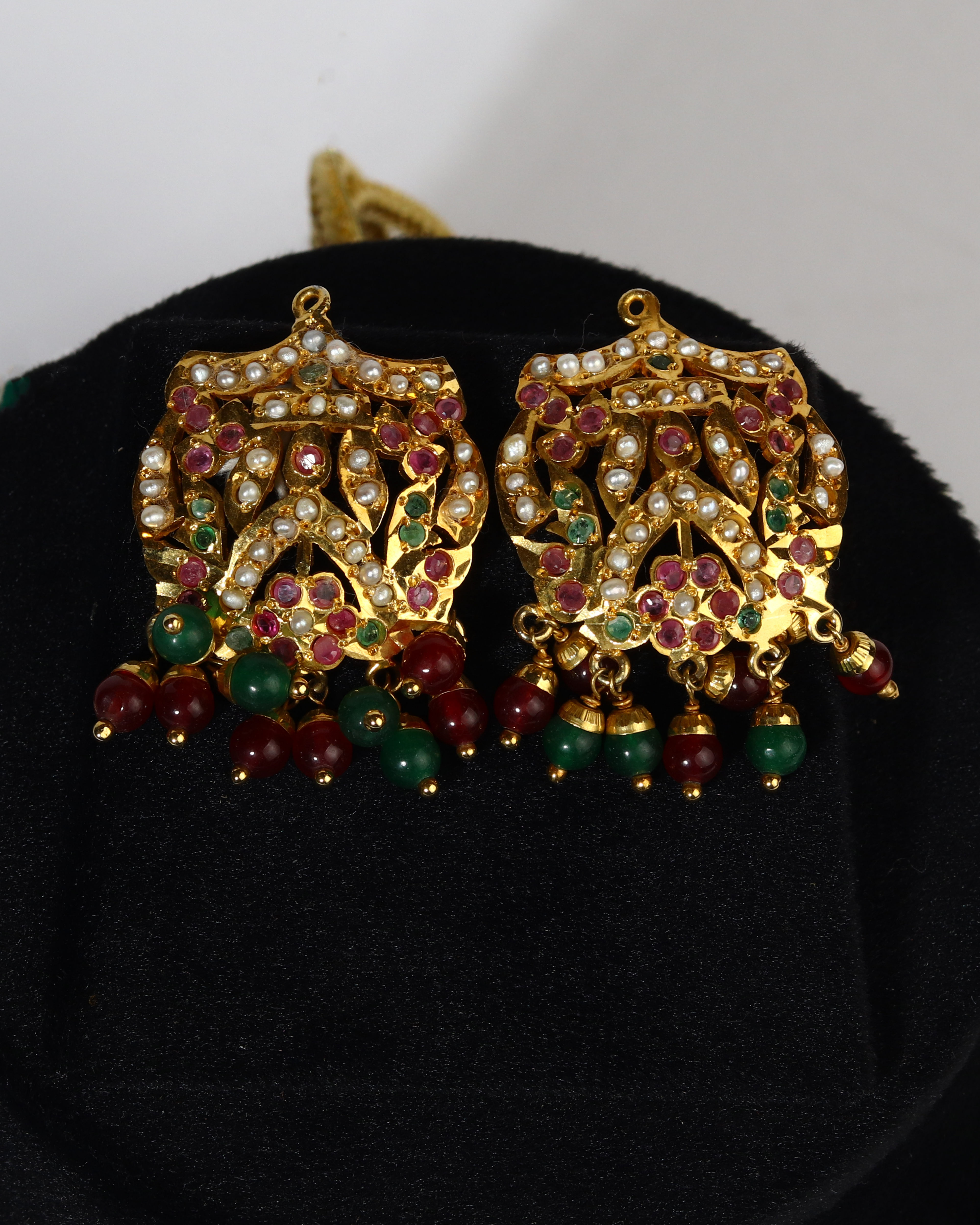 Heirloom Jadau Choker Set: Natural Ruby, Emerald & Freshwater Pearl (Gold Plated)