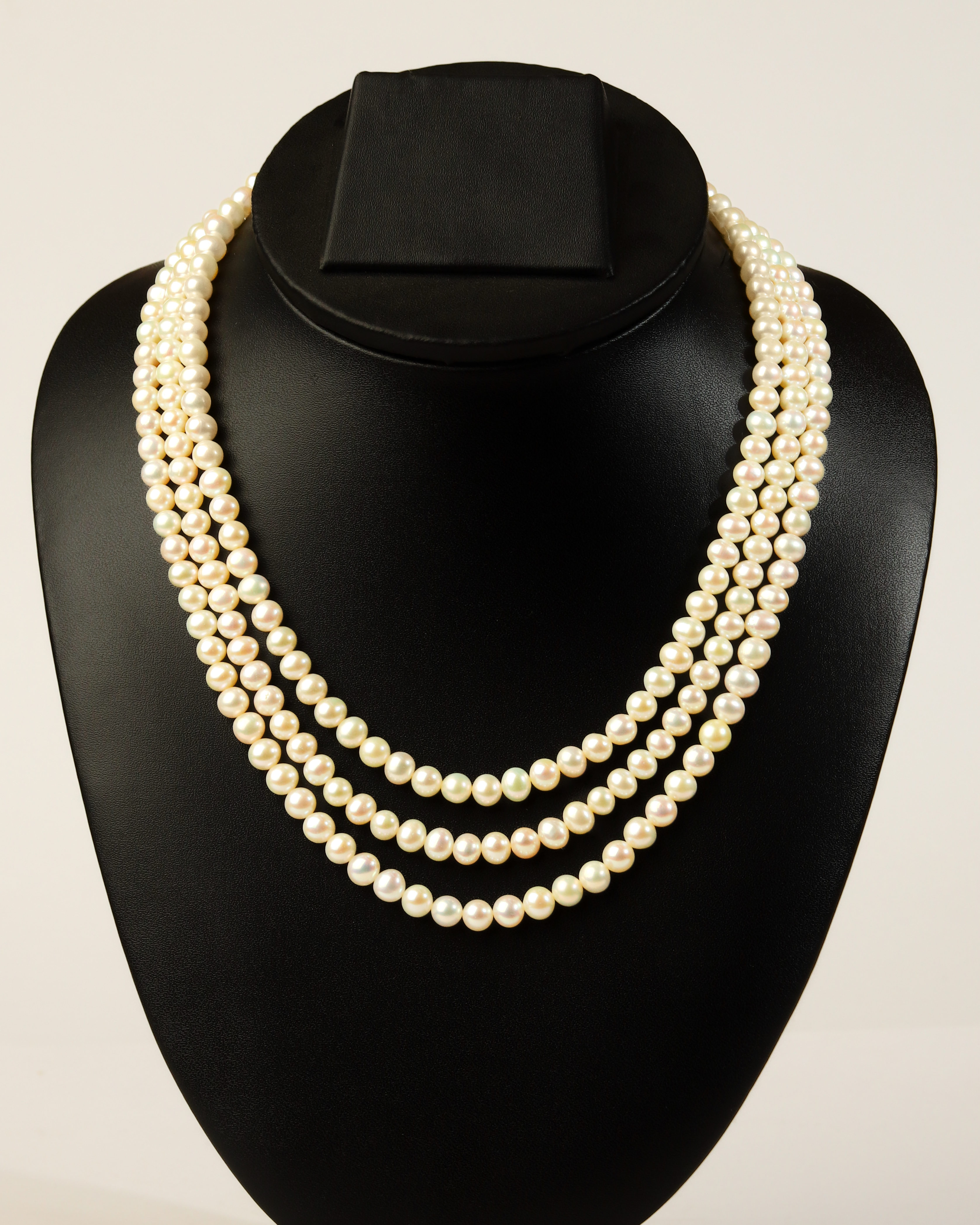 Classic Three-Strand Pearl Necklace