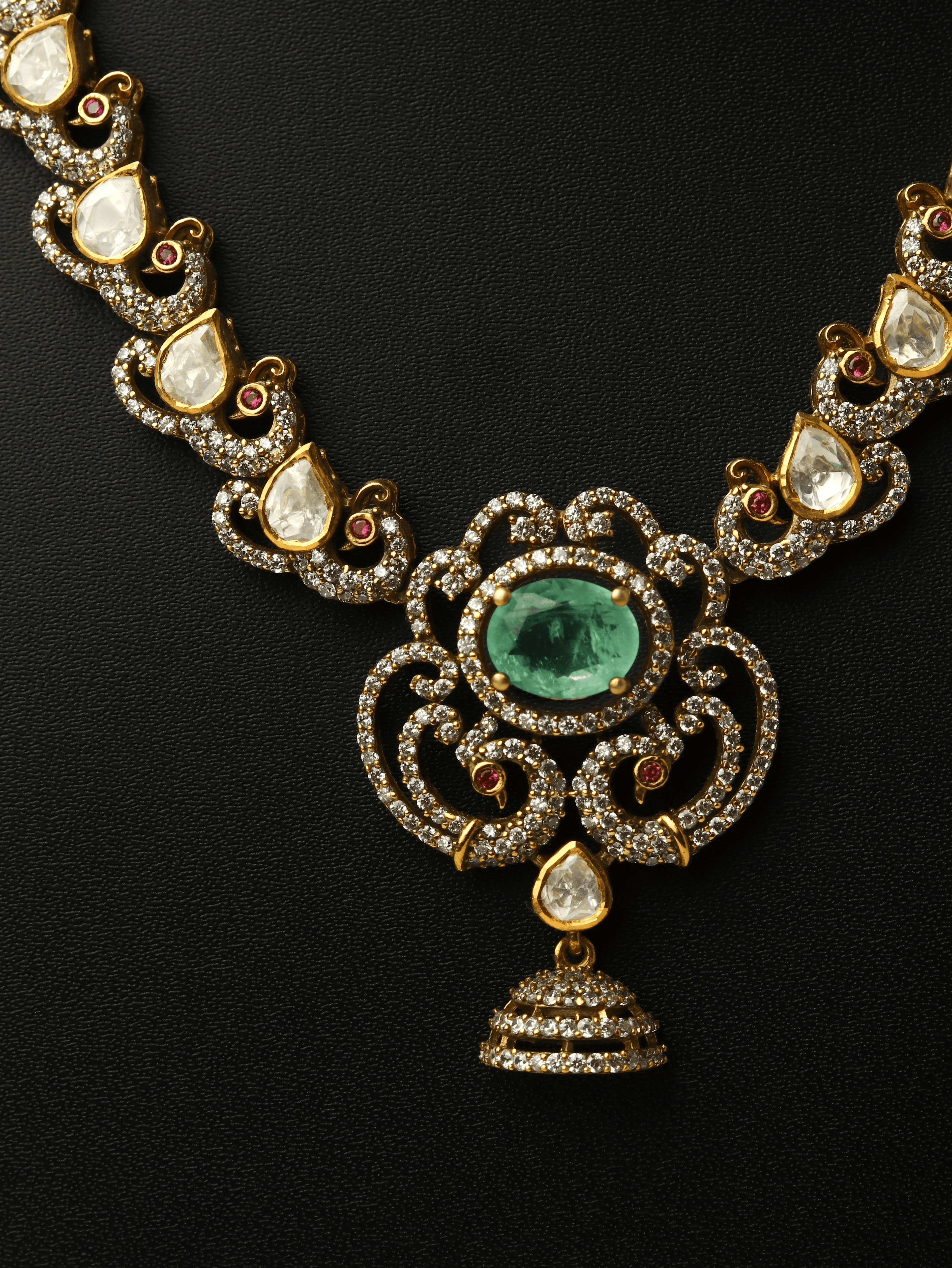 Green Moissanite Polki & Kundan Set