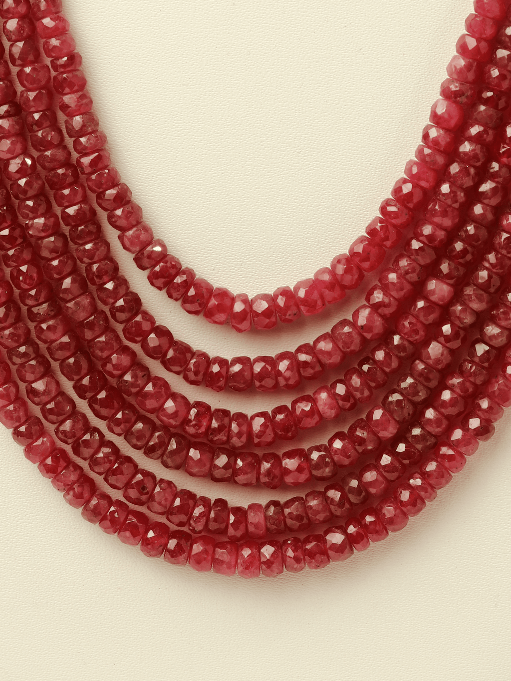 Multi-Strand Ruby Bead Necklace