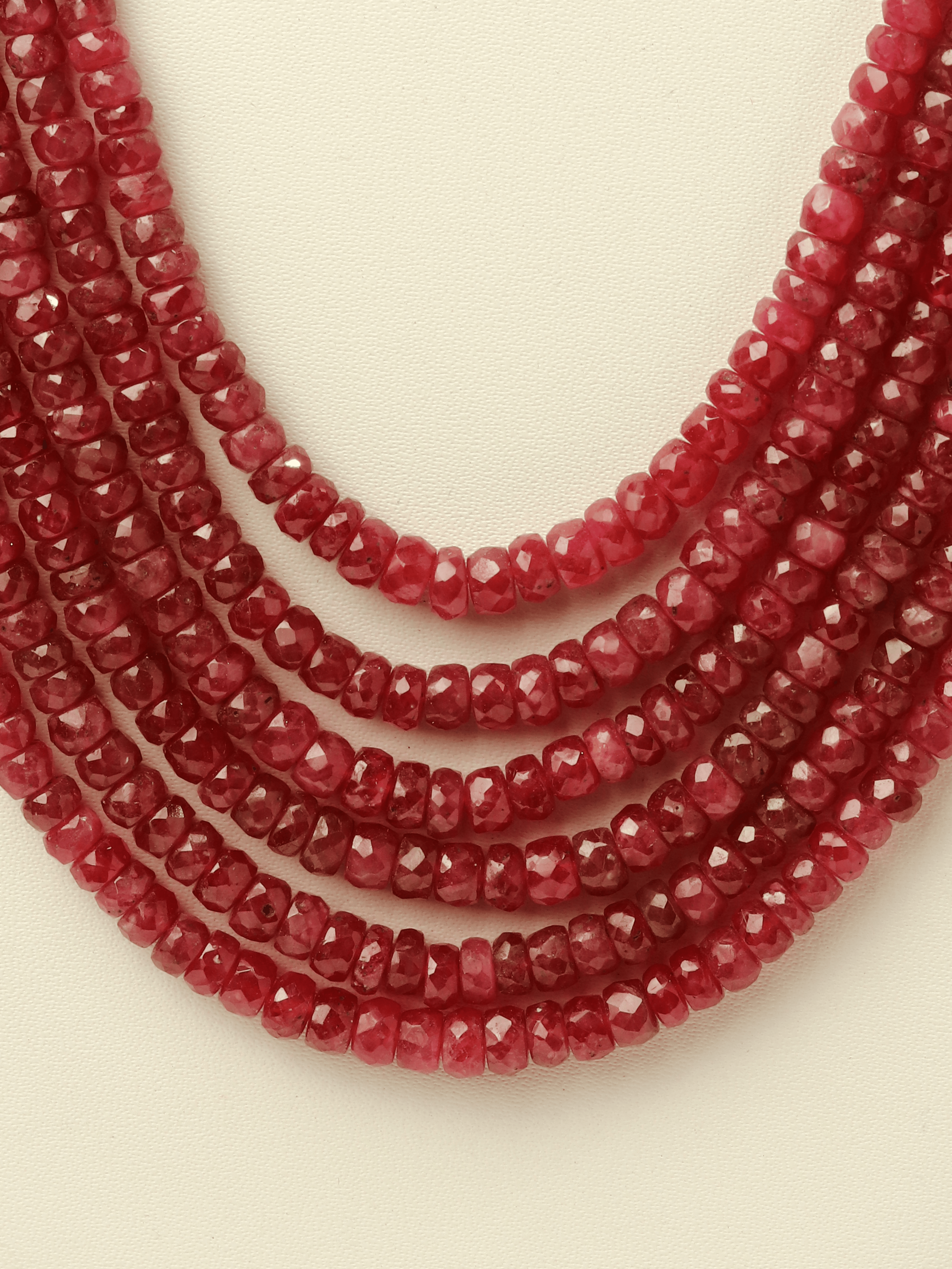Multi-Strand Ruby Bead Necklace