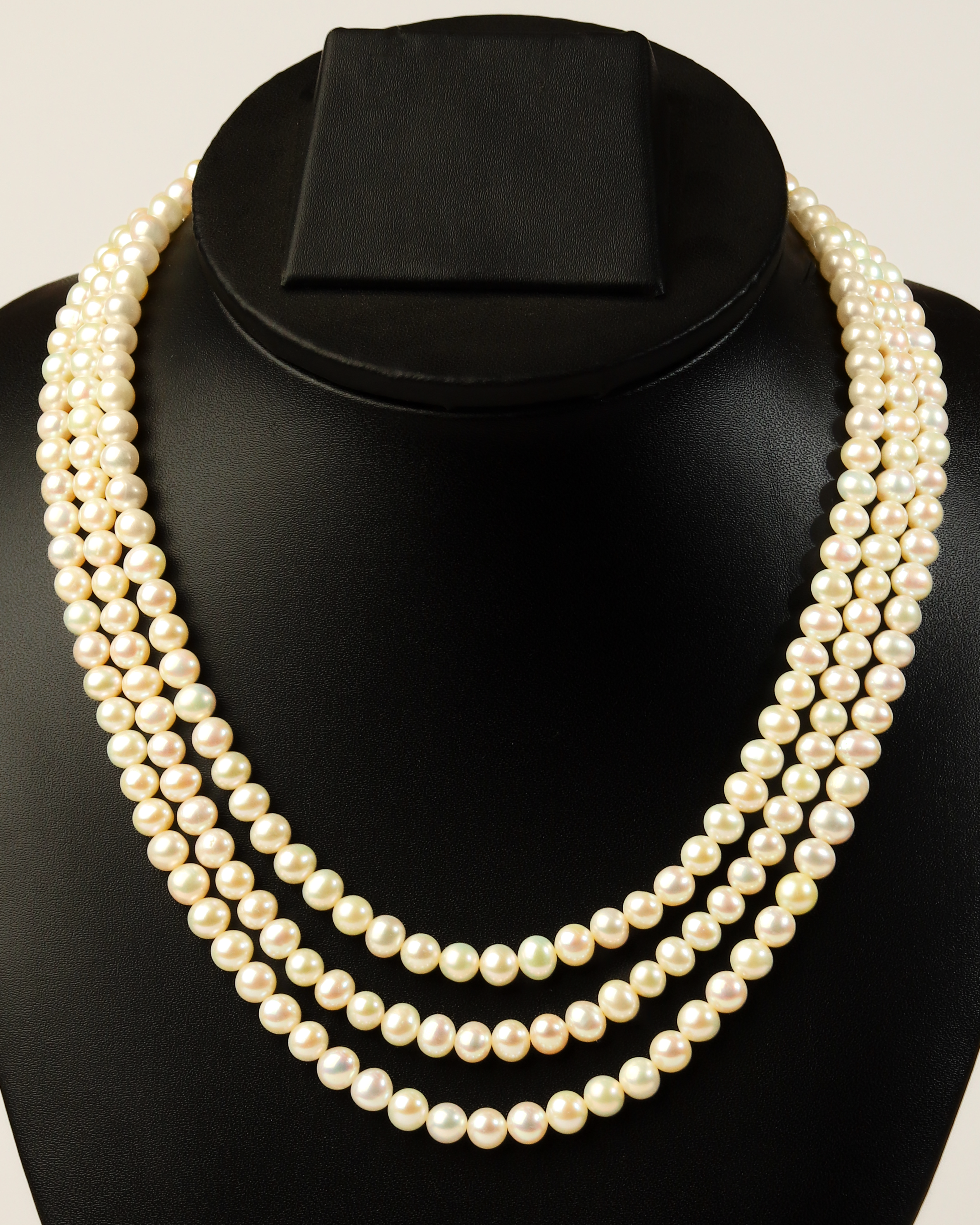 Classic Three-Strand Pearl Necklace