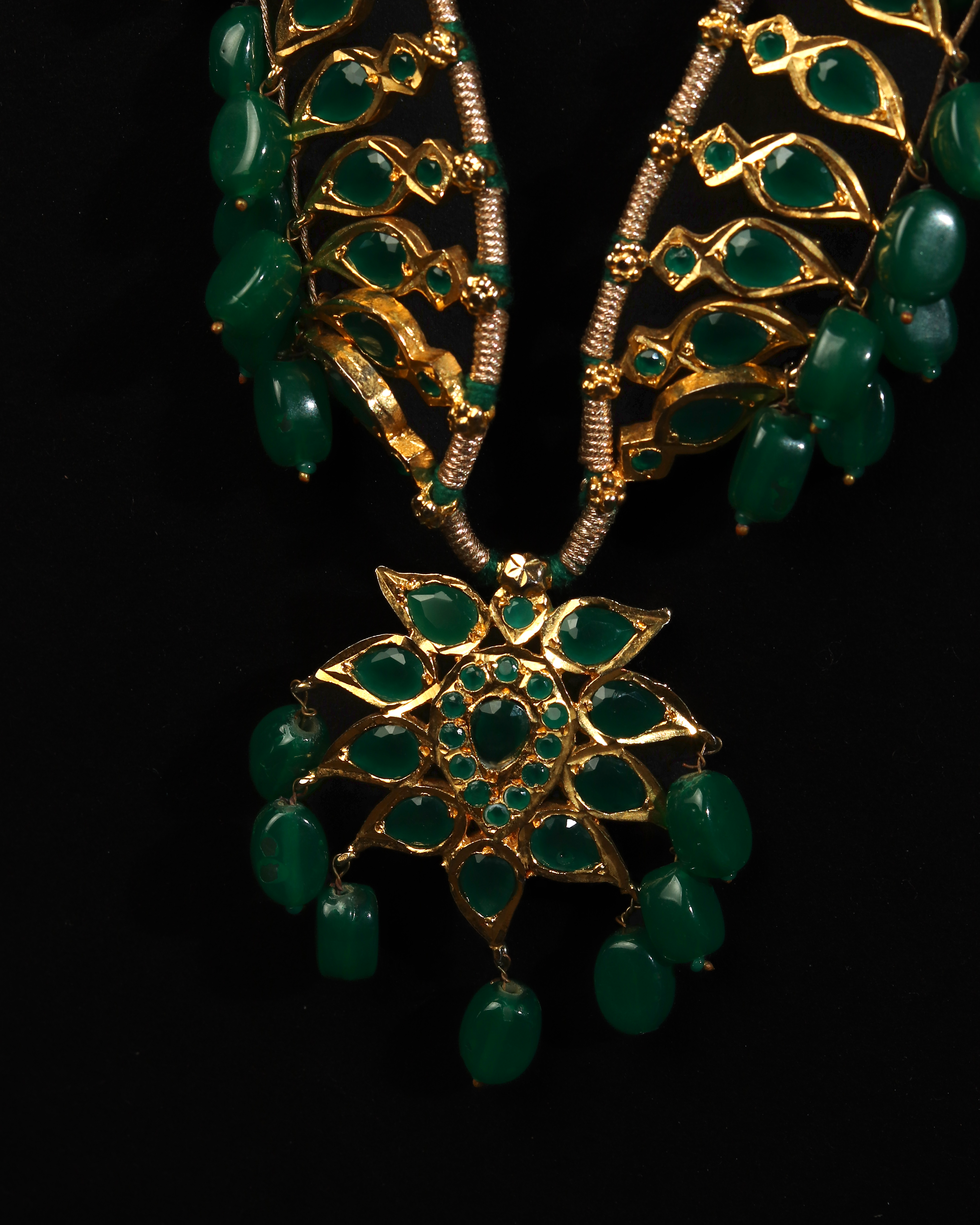 Green  Onyx Emerald Pathani Haar – Traditional Nizami Necklace