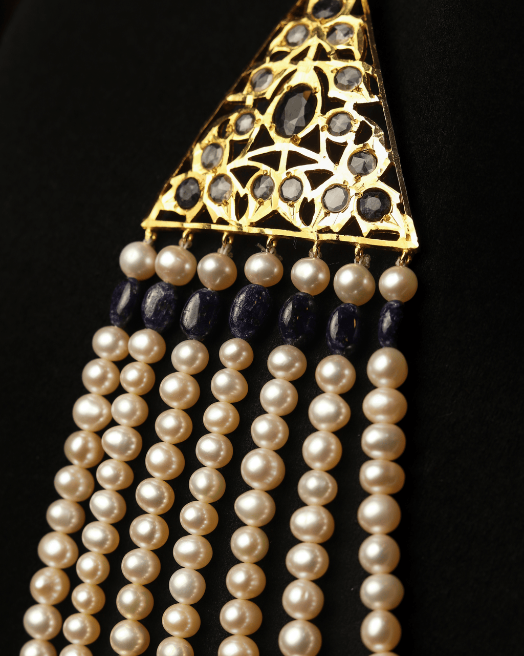 Nizami Royal Sath Lada Necklace – Handcrafted Pearls & Blue Sapphires