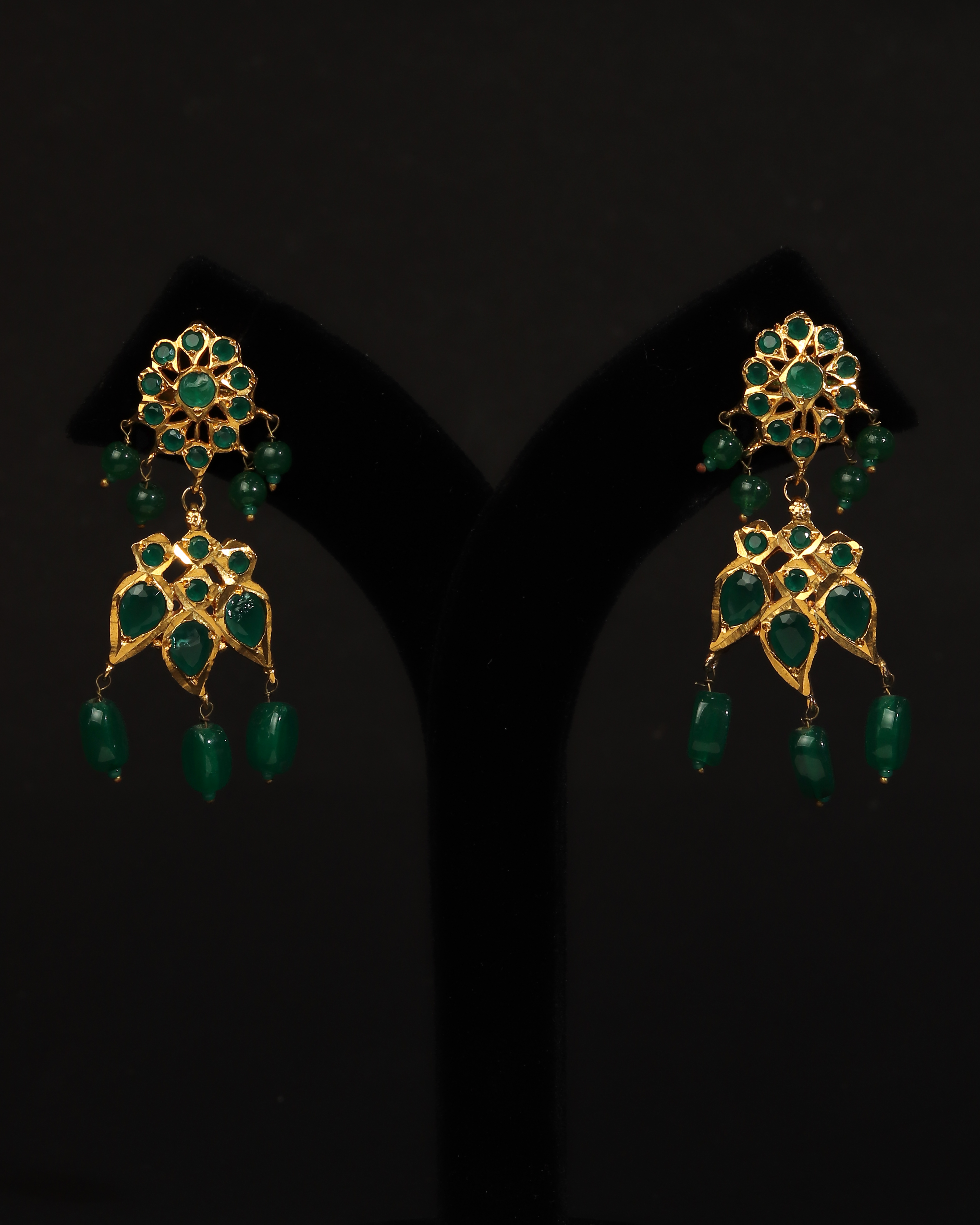 Green  Onyx Emerald Pathani Haar – Traditional Nizami Necklace