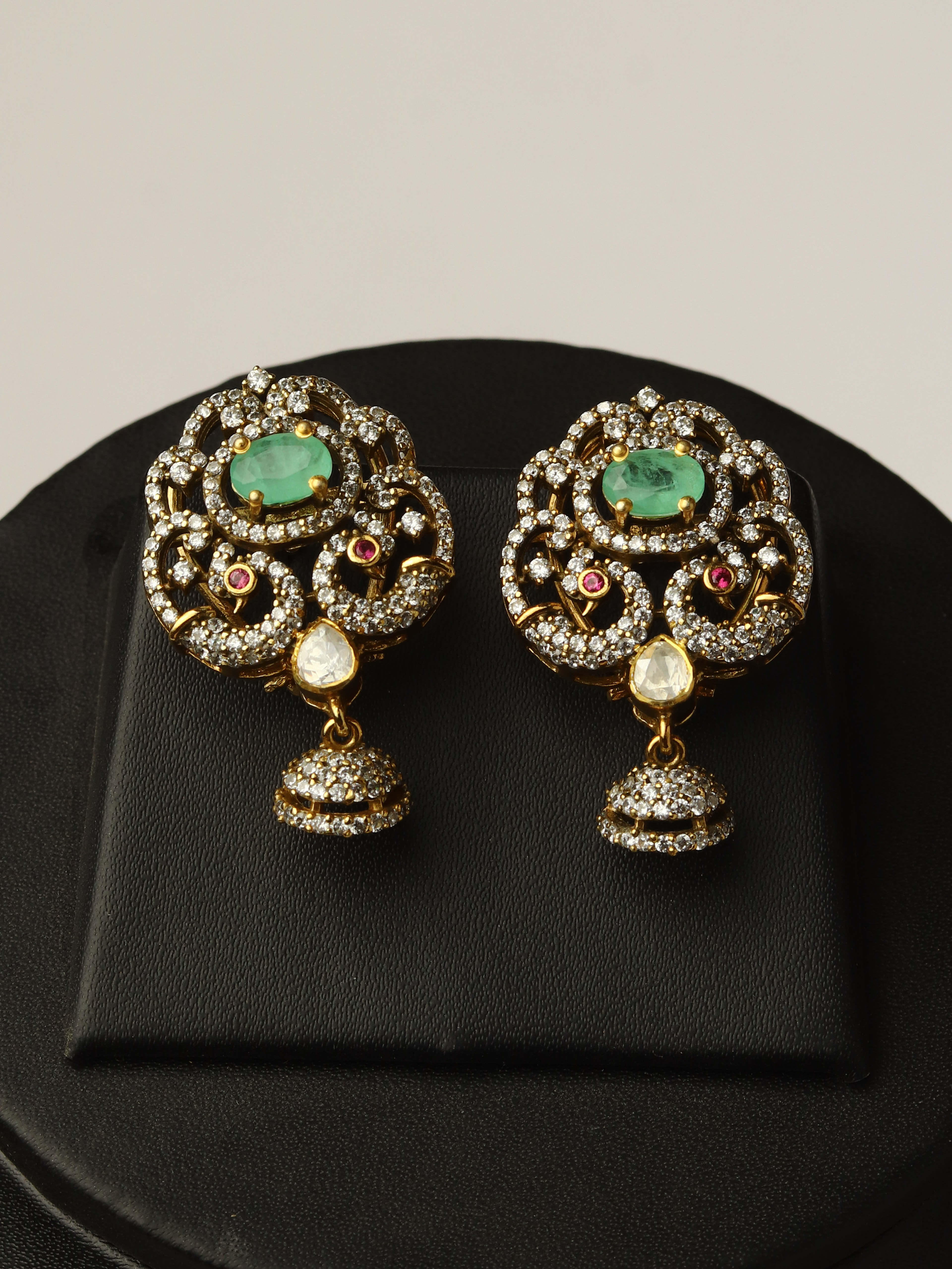 Green Moissanite Polki & Kundan Set