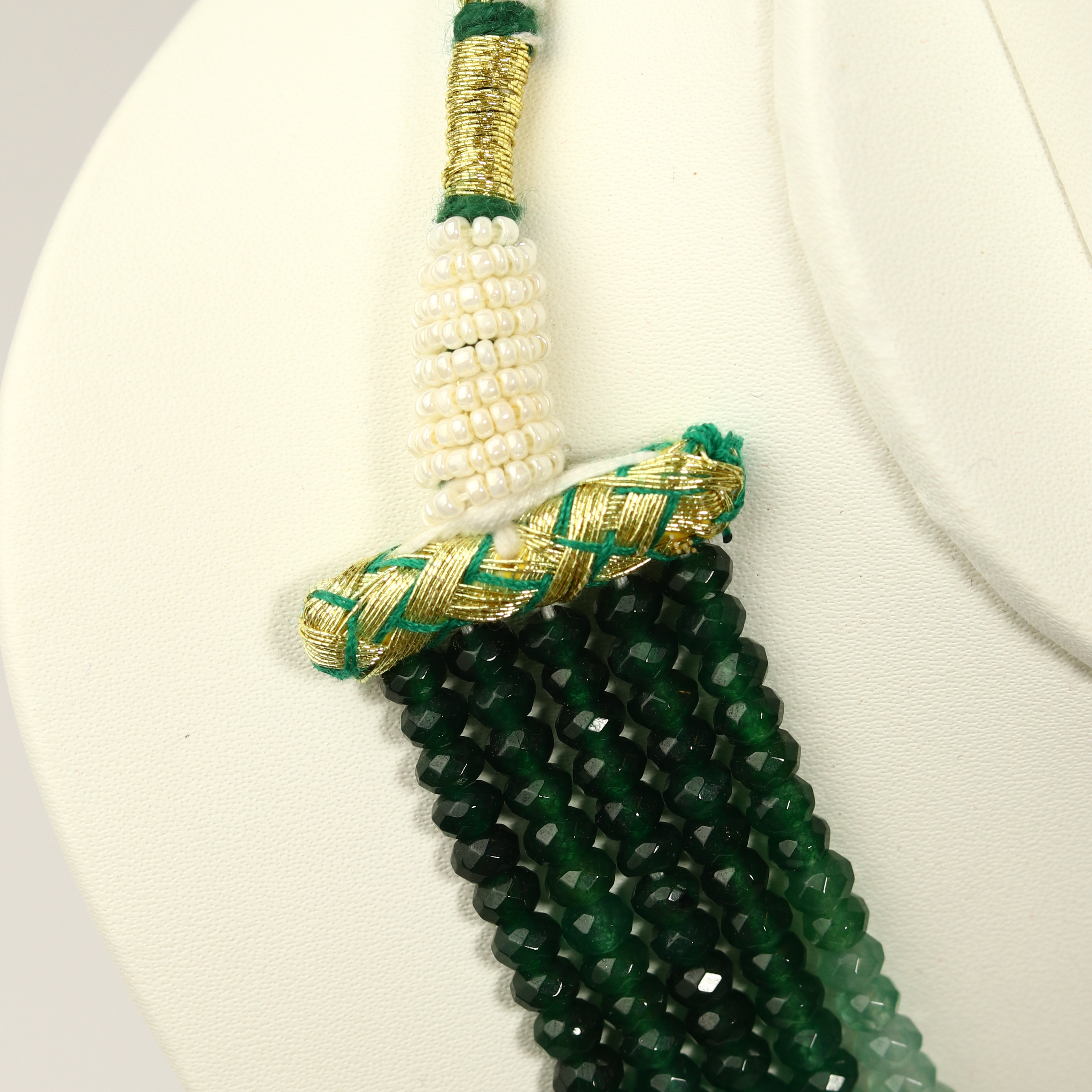 Green Shaded Onyx Multi-Strand Necklace