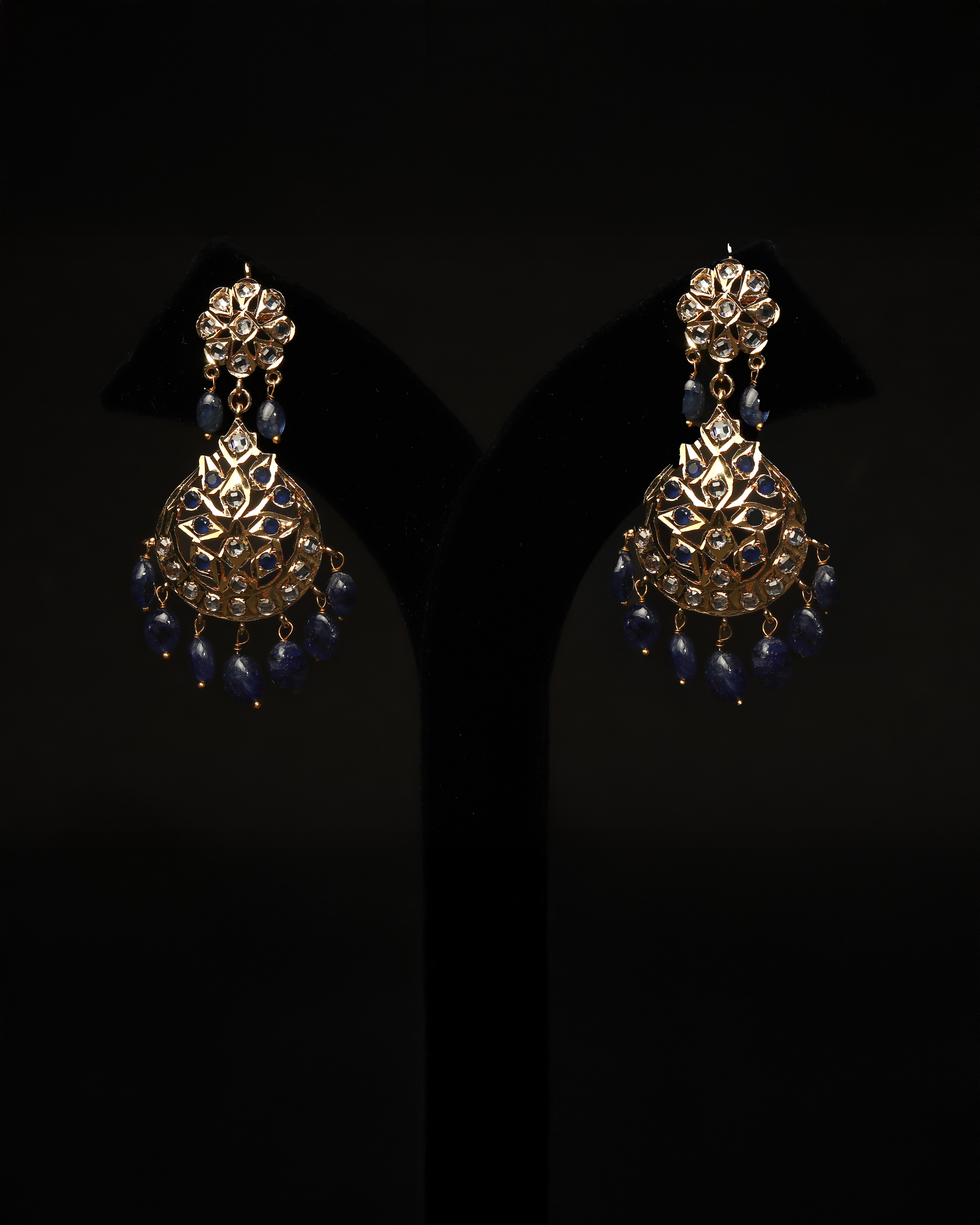 Bindi Haar – Nizami Royal Kundan Necklace Set with Blue Sapphires & Pearls